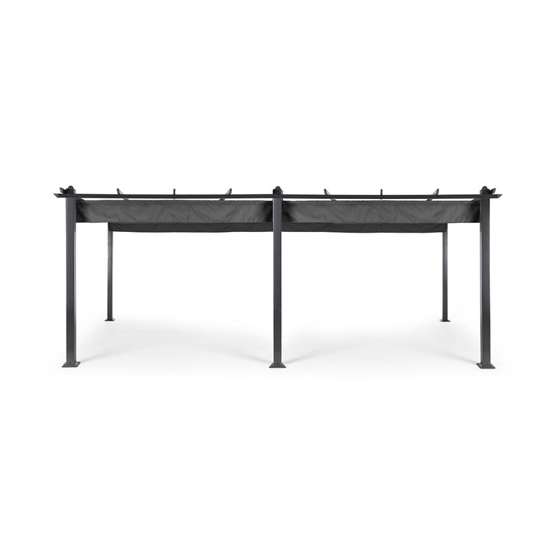 Blumfeldt Pantheon, pergola, prístrešok, 3 x 6 m, hliník, strieška proti slnku, polyester, sivá – Obrázok 2