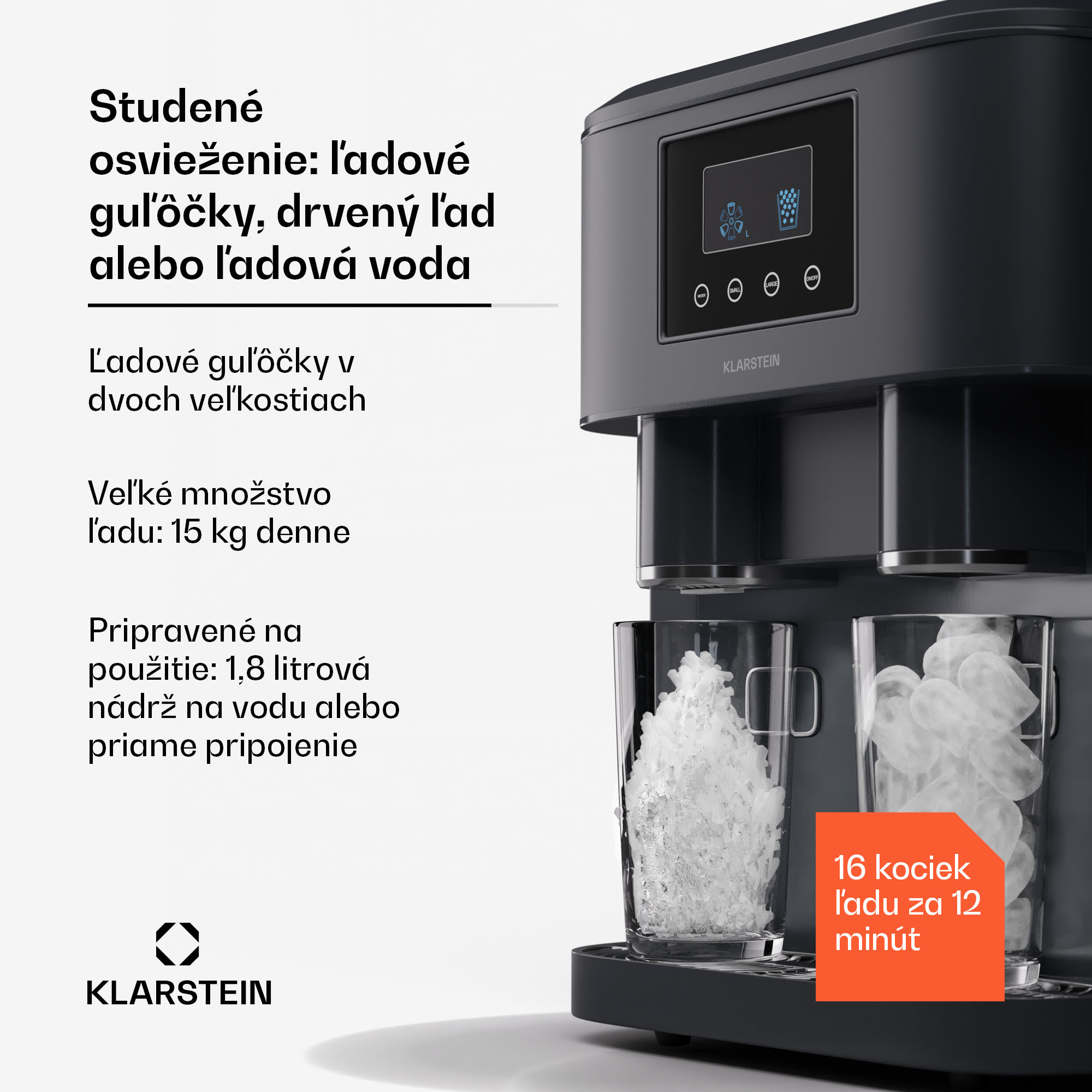 Klarstein Eiszeit Crush, výrobník ľadu, 2 veľkosti, drvený ľad – Obrázok 3