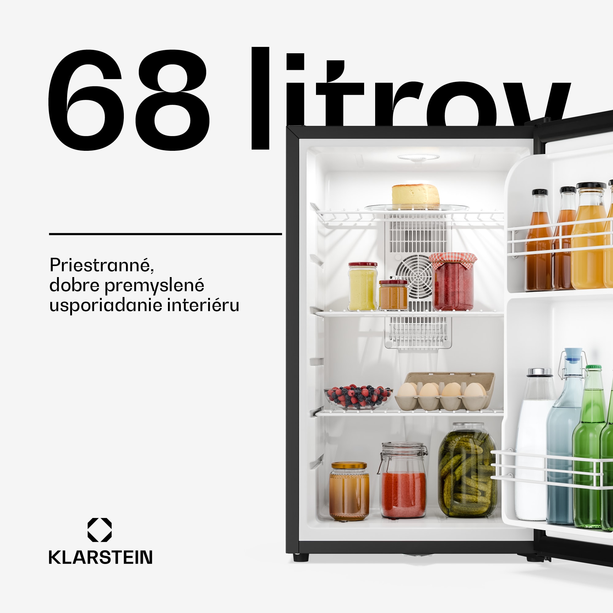 Klarstein Matterhorn 68, mini chladnička, 68 litrov, 35 dB, kompaktná, uzamykateľná – Obrázok 2