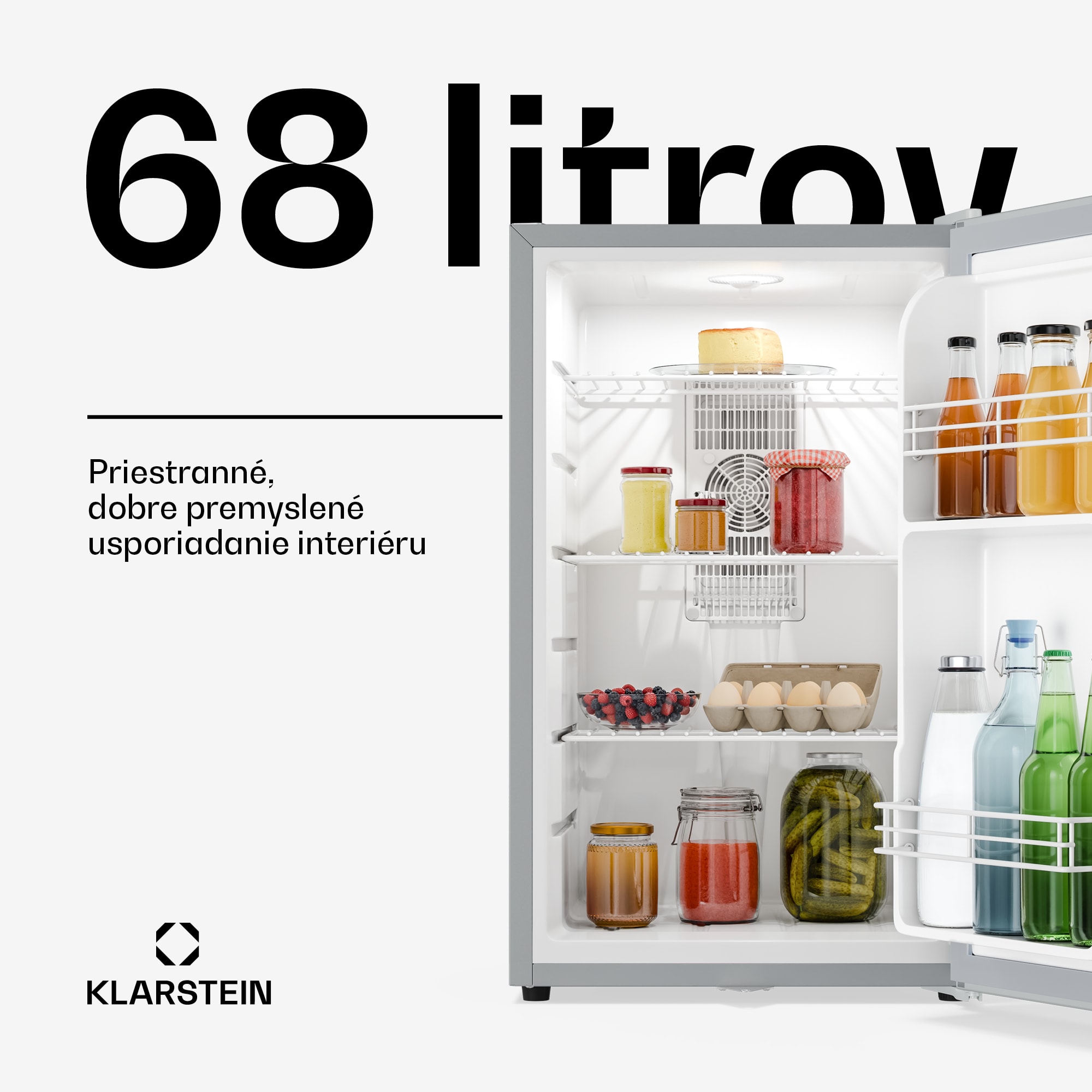 Klarstein Matterhorn 68, mini chladnička, 68 litrov, 35 dB, kompaktná, uzamykateľná – Obrázok 2
