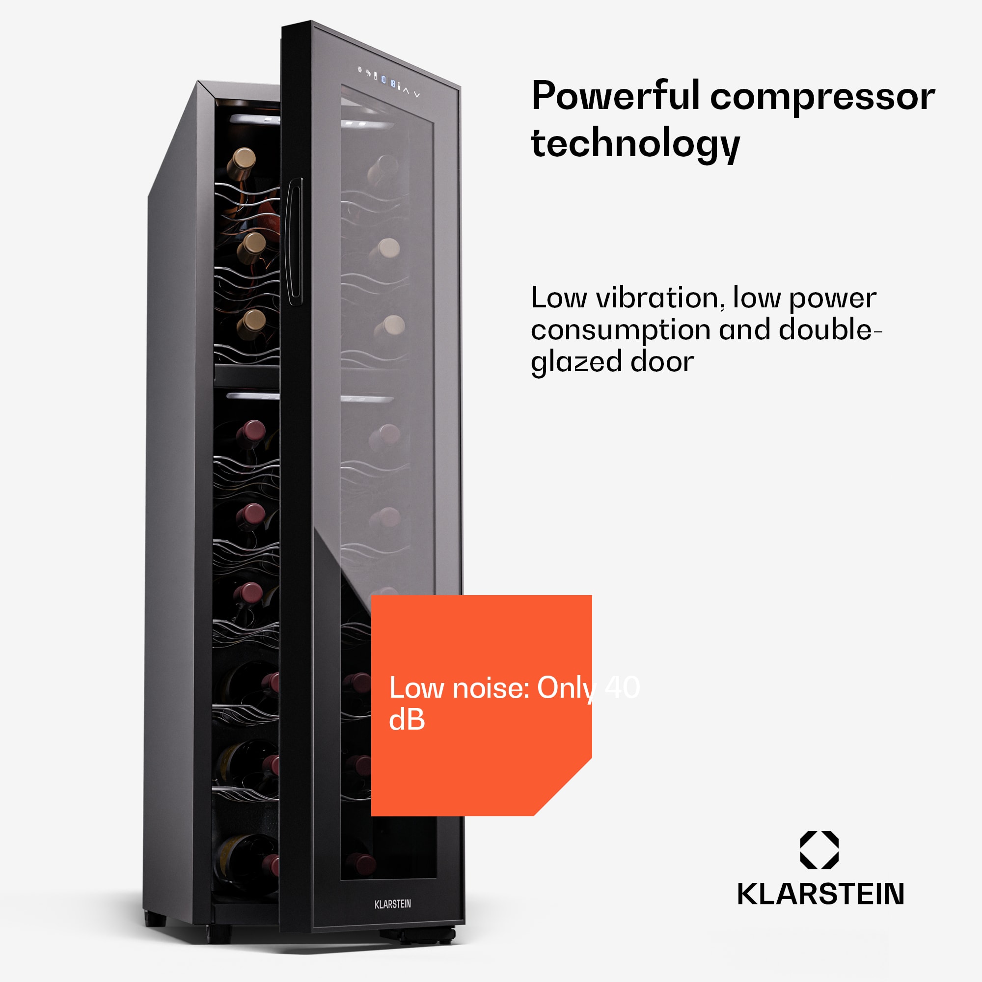 Klarstein Shiraz 24 Duo, chladnička na víno, 2 zóny, 75 l/24 fliaš, 5-18 °C, dotykové ovládanie – Obrázok 2