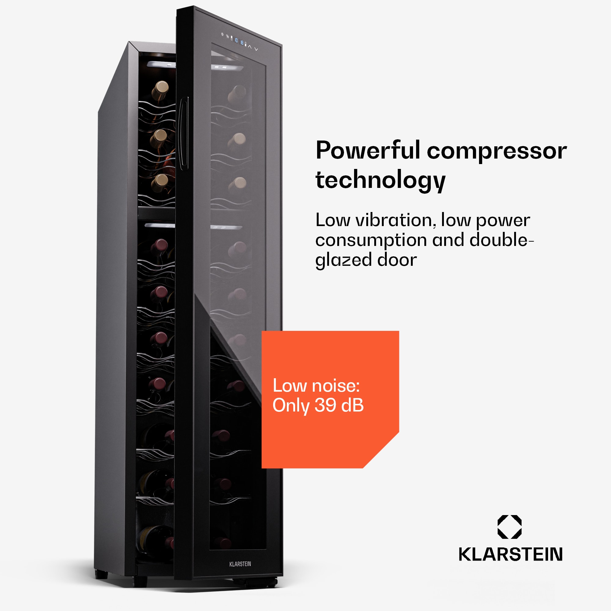 Klarstein Shiraz 27 Duo, chladnička na víno, 2 zóny, 83 l/27 fliaš, 5-18 / 5-18 °C, dotykové ovládanie – Obrázok 5