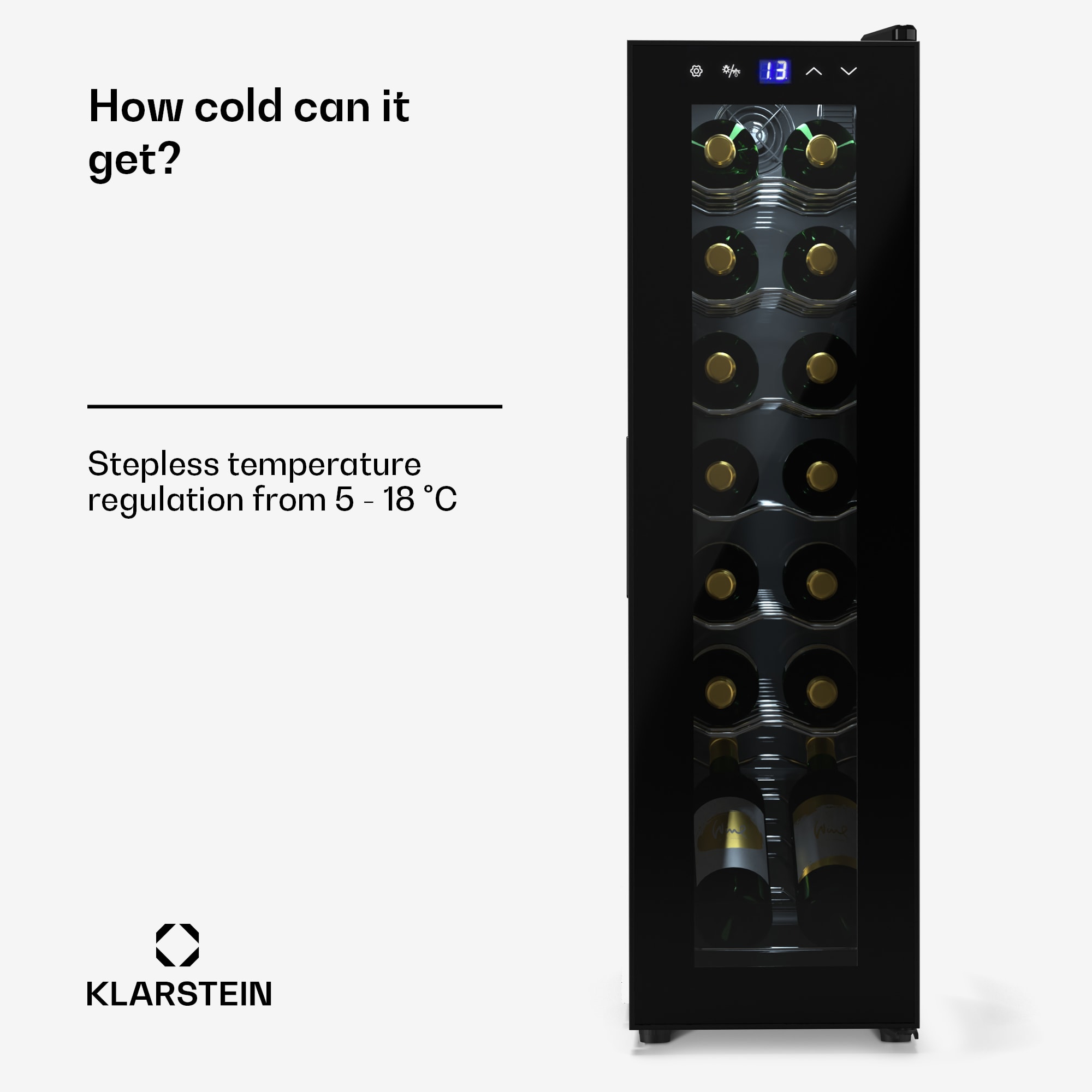 Klarstein Shiraz 14 Slim Uno chladnička na víno 14 fliaš 5 - 18 °C dotykové ovládanie – Obrázok 2