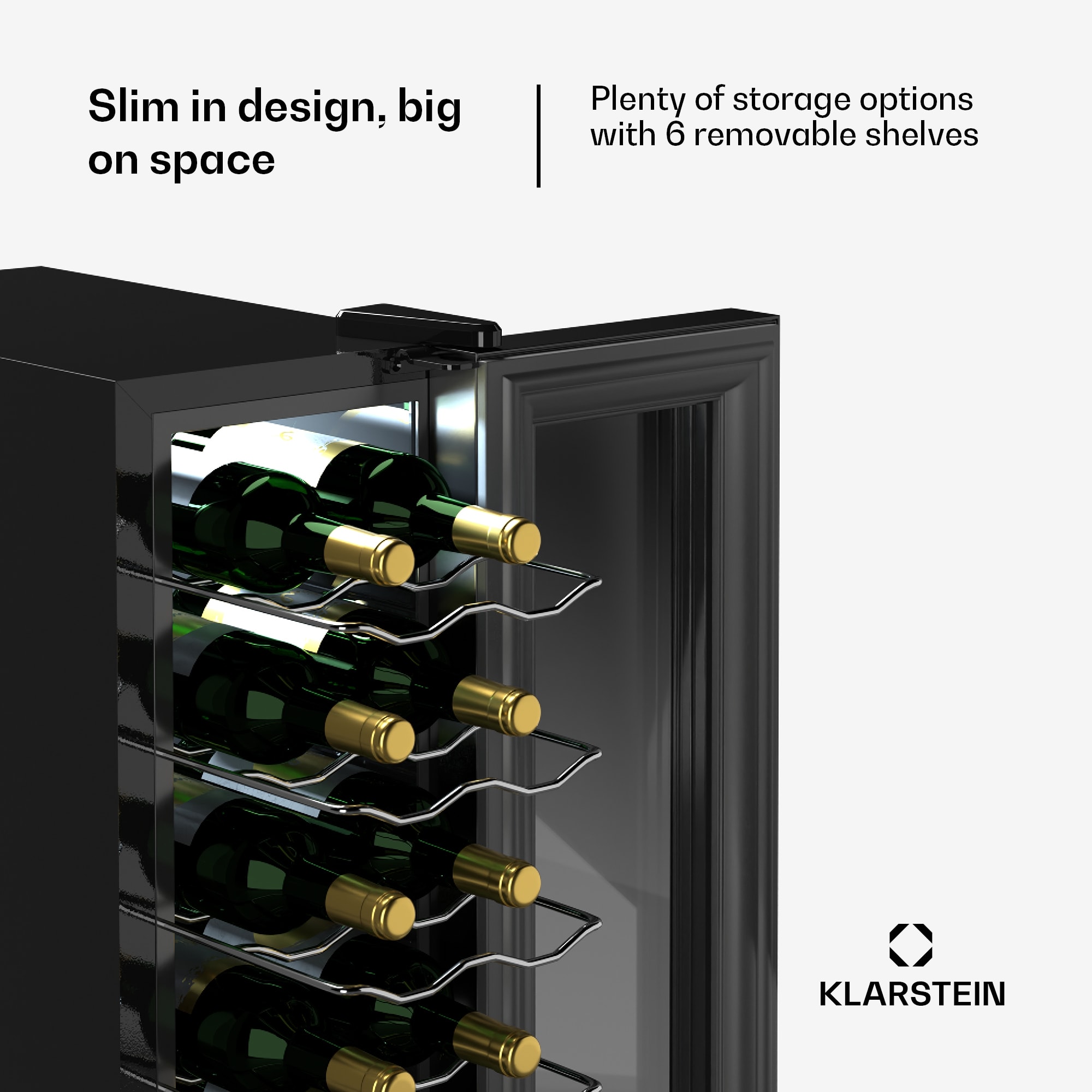 Klarstein Shiraz 14 Slim Uno chladnička na víno 14 fliaš 5 - 18 °C dotykové ovládanie – Obrázok 3