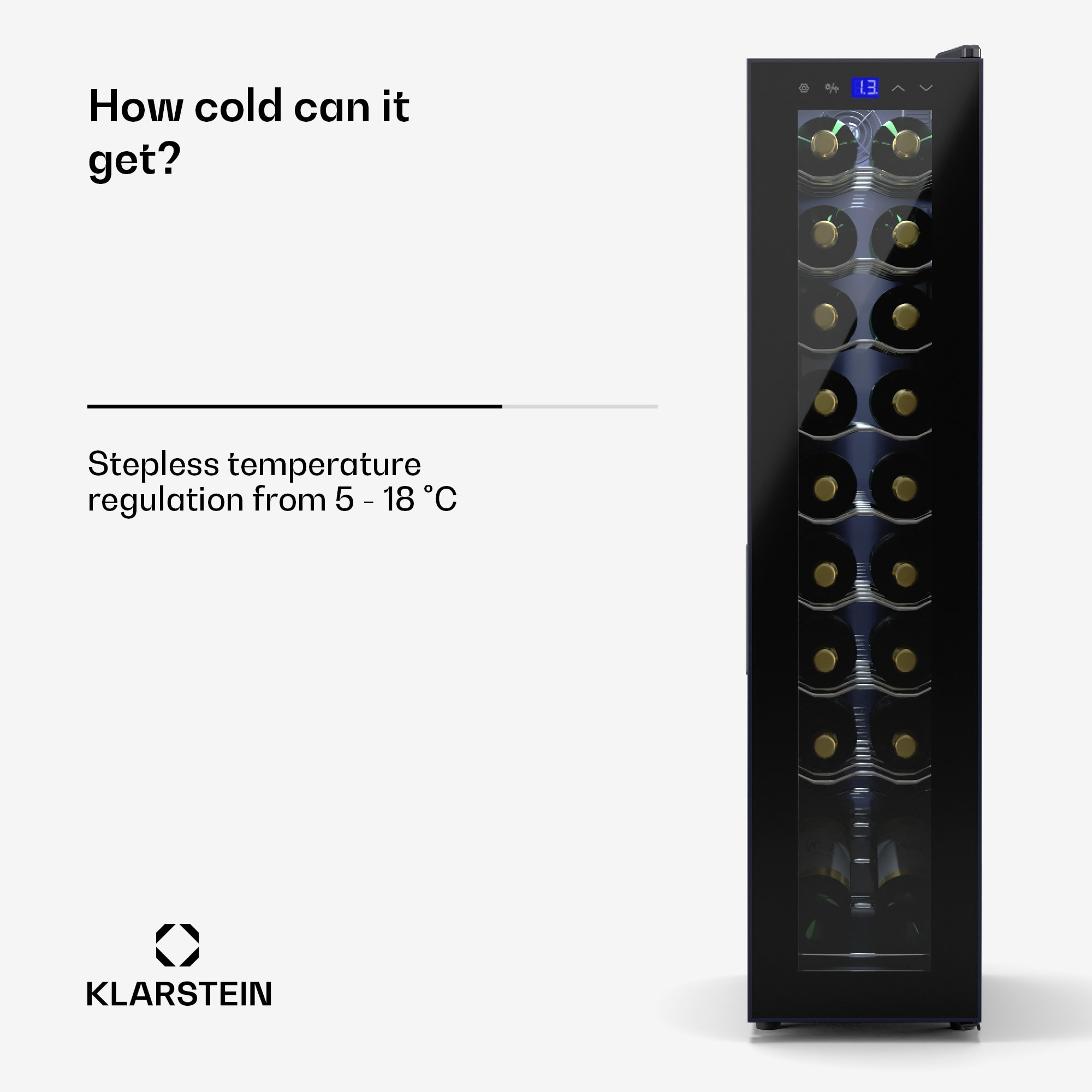 Klarstein Shiraz 18 Slim Uno, chladnička na víno, 18 fliaš, 5 - 18 °C, dotykové ovládanie – Obrázok 2