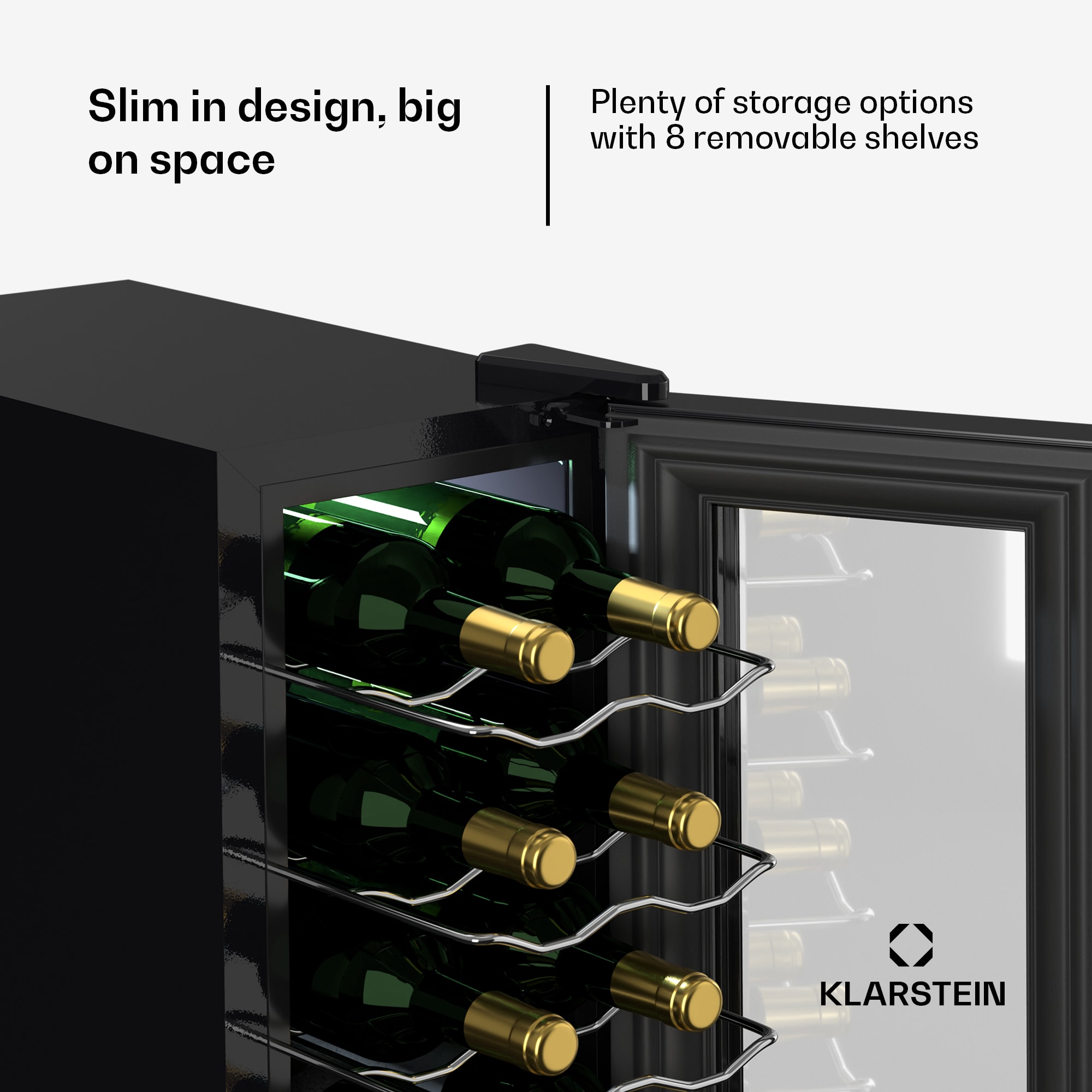 Klarstein Shiraz 18 Slim Uno, chladnička na víno, 18 fliaš, 5 - 18 °C, dotykové ovládanie – Obrázok 3