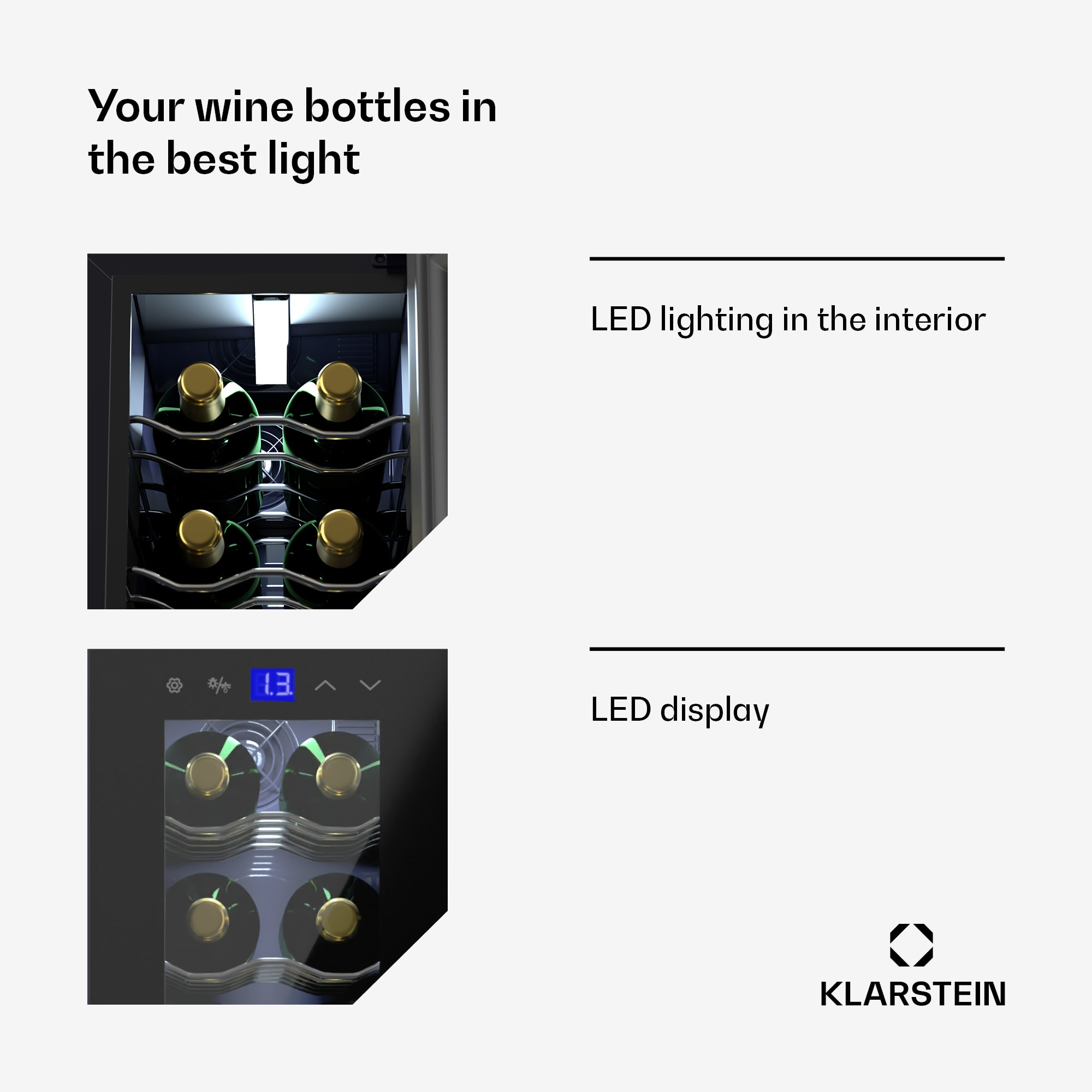 Klarstein Shiraz 18 Slim Uno, chladnička na víno, 18 fliaš, 5 - 18 °C, dotykové ovládanie – Obrázok 4