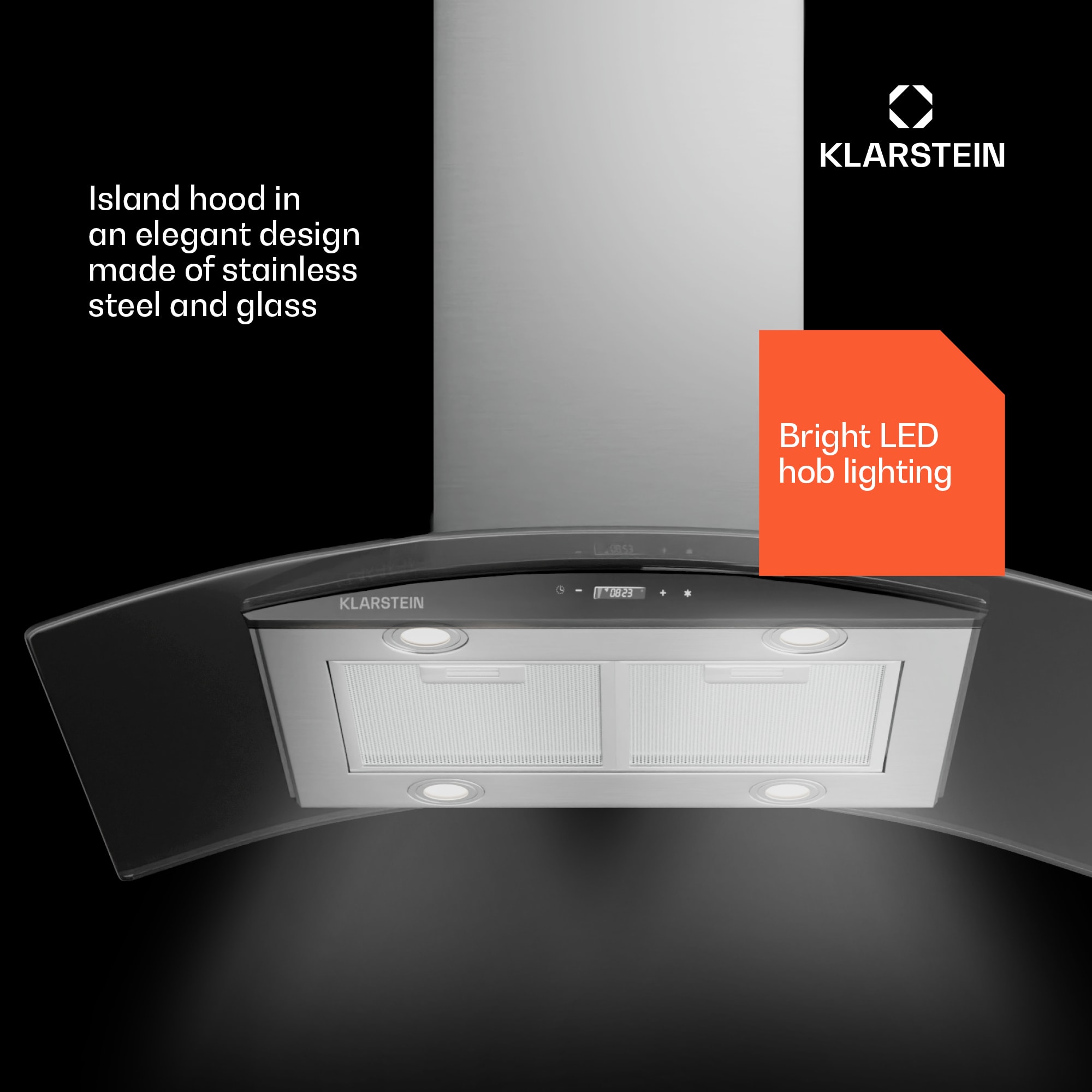 Klarstein Colette, digestor, 90 cm, 600 m³/h, energetická trieda A, ušľachtilá oceľ, strieborný – Obrázok 4