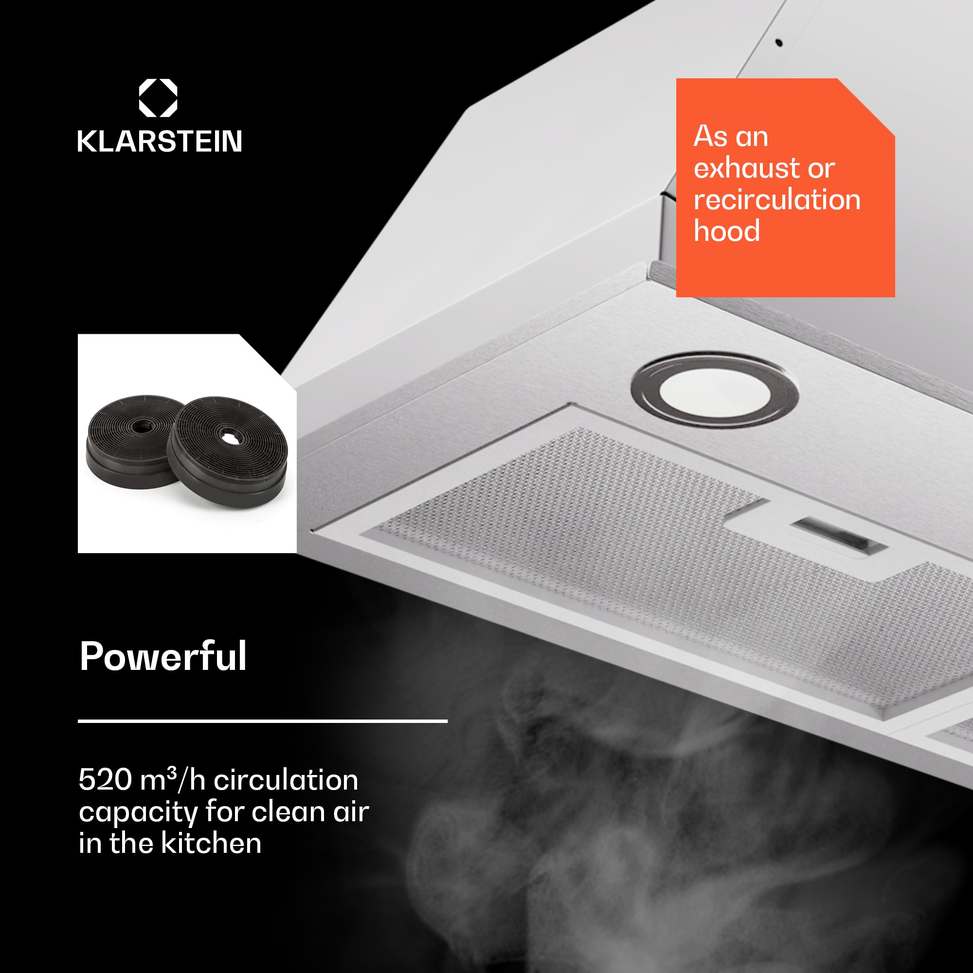 Klarstein Paolo 72 vstavaný Digestor 72 cm 520 m³/h LED Touch A++ – Obrázok 3