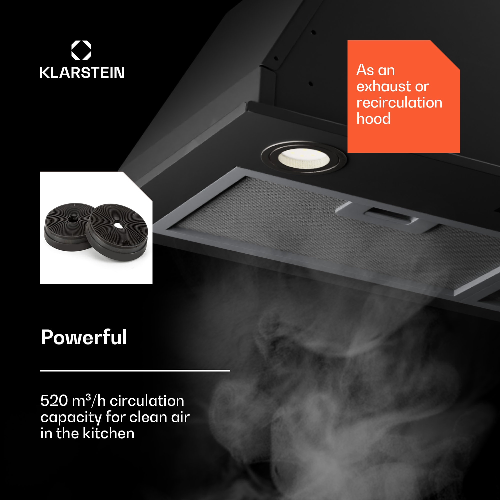 Klarstein Paolo 72 vstavaný Digestor 72 cm 520 m³/h LED Touch A++ – Obrázok 3