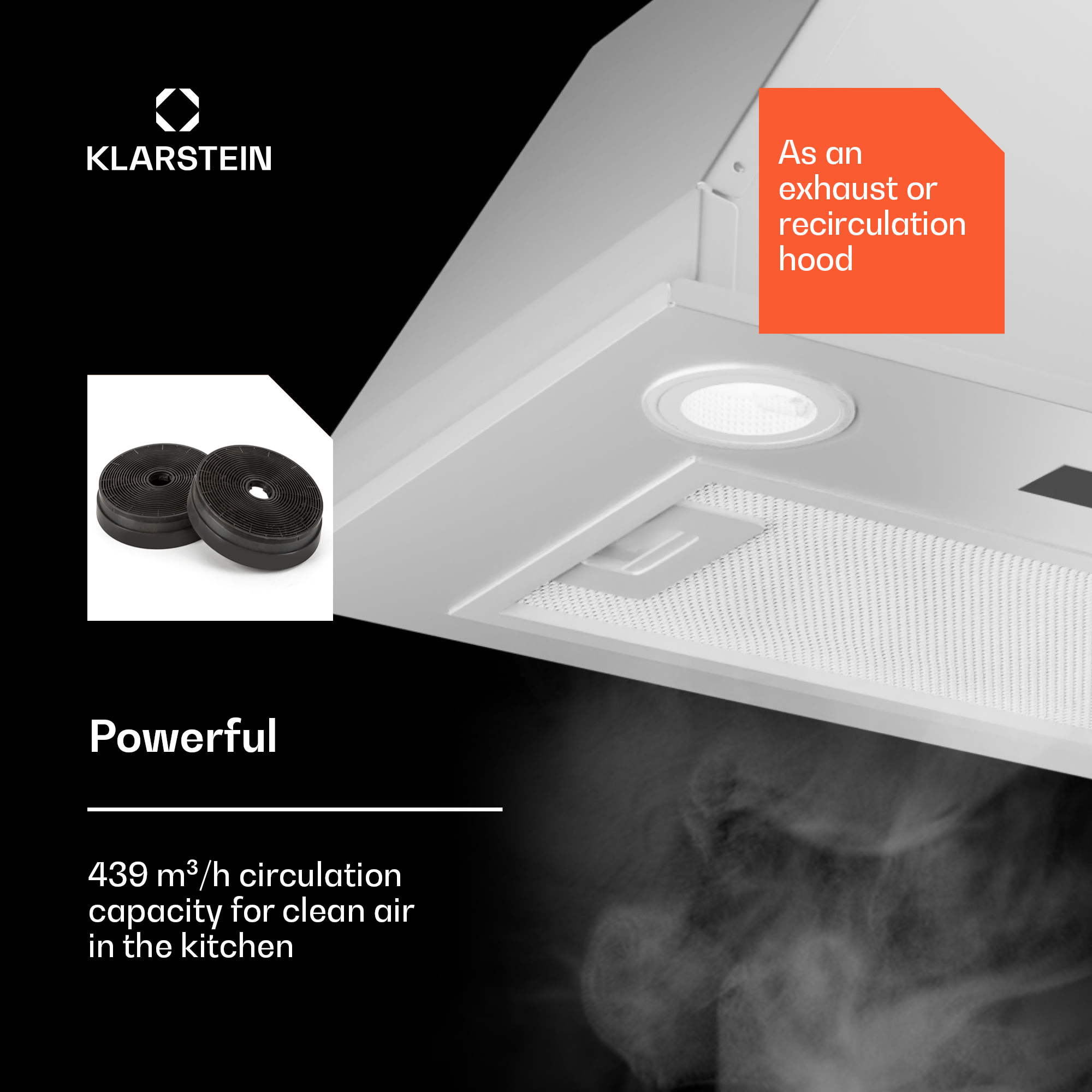 Klarstein Paolo 52 vstavaný Digestor 52 cm 439 m³/h LED Touch A++ – Obrázok 3