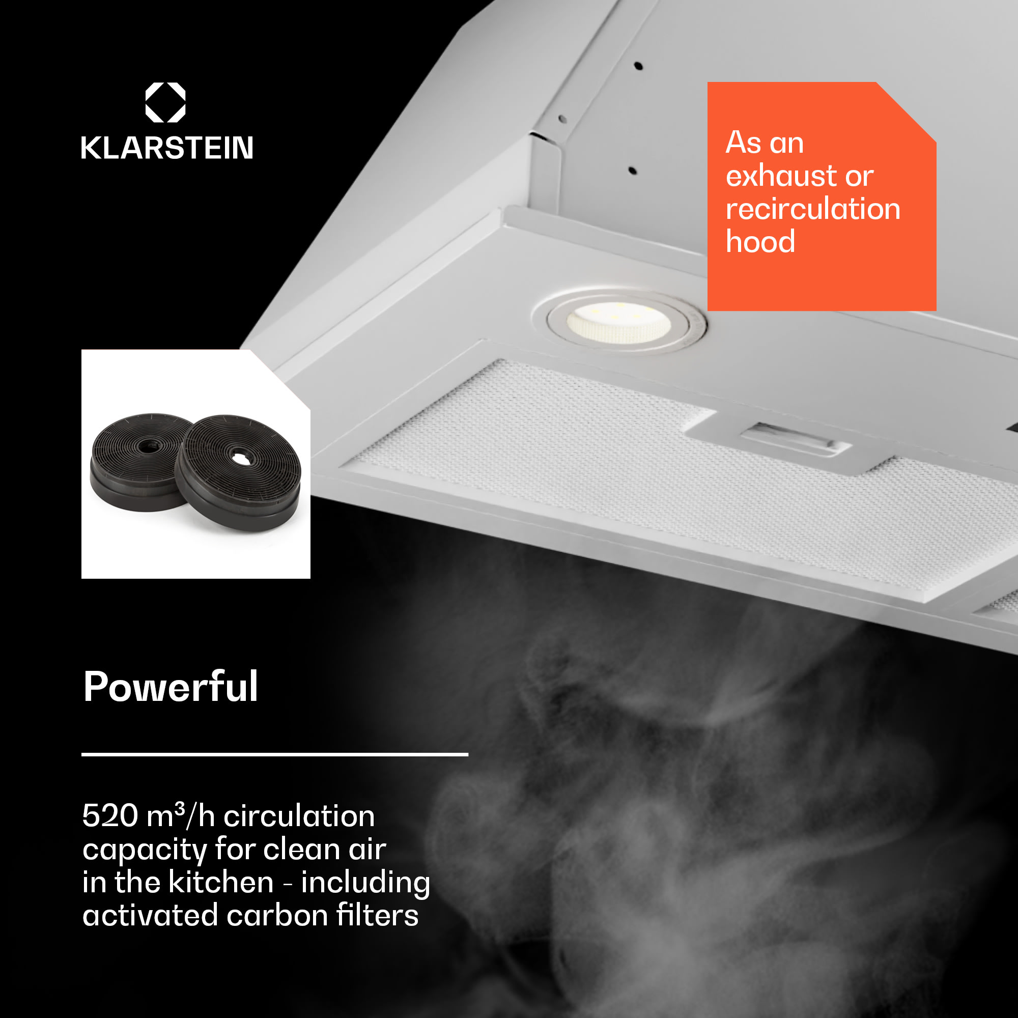 Klarstein Paolo 72 vstavaný Digestor 72 cm 520 m³/h LED Touch A++ – Obrázok 3