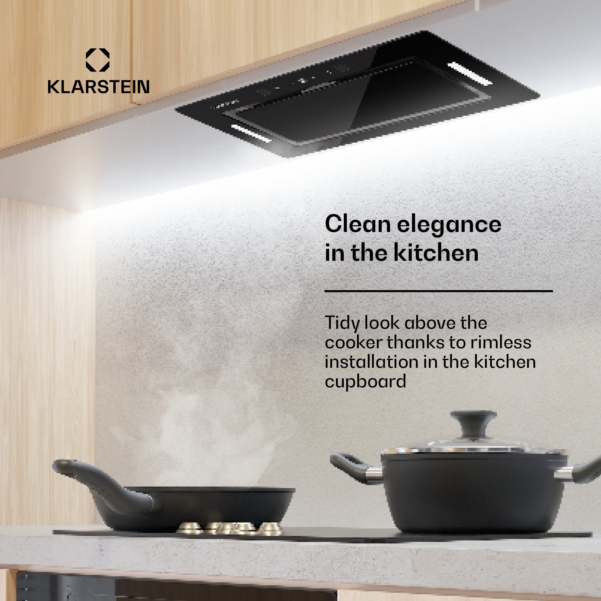 Klarstein Hektor Eco, digestor, 52 cm, 466 m³/h, dotykové ovládanie, sklo – Obrázok 2