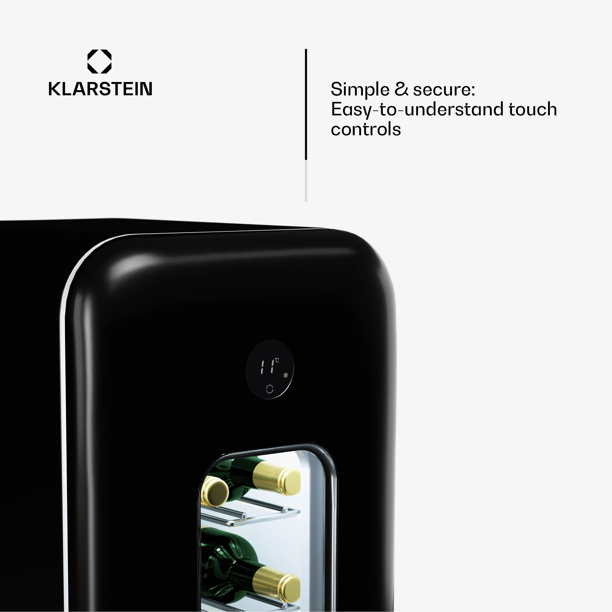 Klarstein Shirley 15 Uno. chladnička na víno, 15 fliaš, 5 - 20 °C, dotykové ovládanie, retro – Obrázok 5