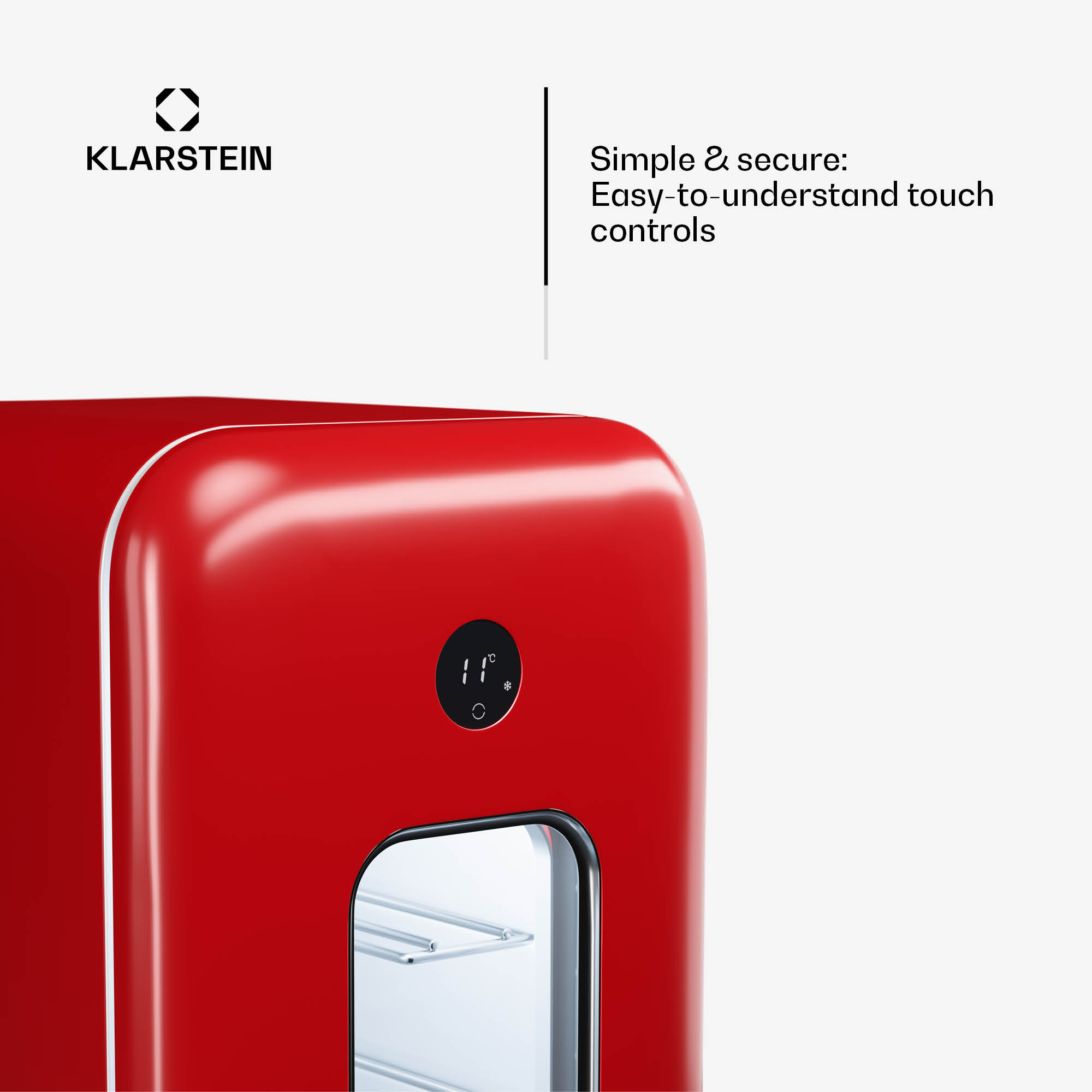 Klarstein Shirley 15 Uno, chladnička na víno, 15 fliaš, 5 - 20 °C, dotykové ovládanie, retro – Obrázok 5