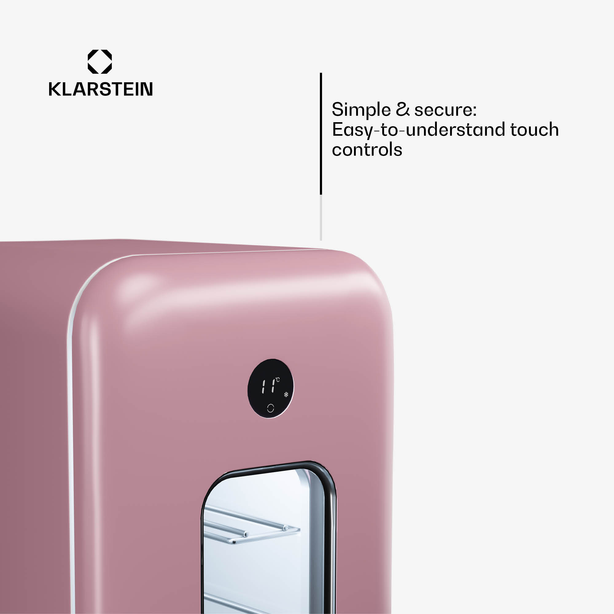 Klarstein Shirley 15 Uno, chladnička na víno, 15 fliaš, 5 - 20 °C, dotykové ovládanie, retro – Obrázok 5