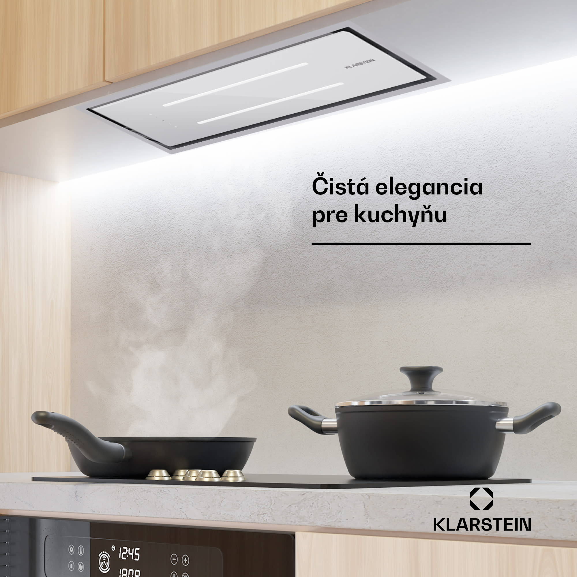 Klarstein High Line Eco 90, Stropný digestor, 90 cm, 436 m³/h, stupne, diaľkové ovládanie, ambientné osvetlenie – Obrázok 2