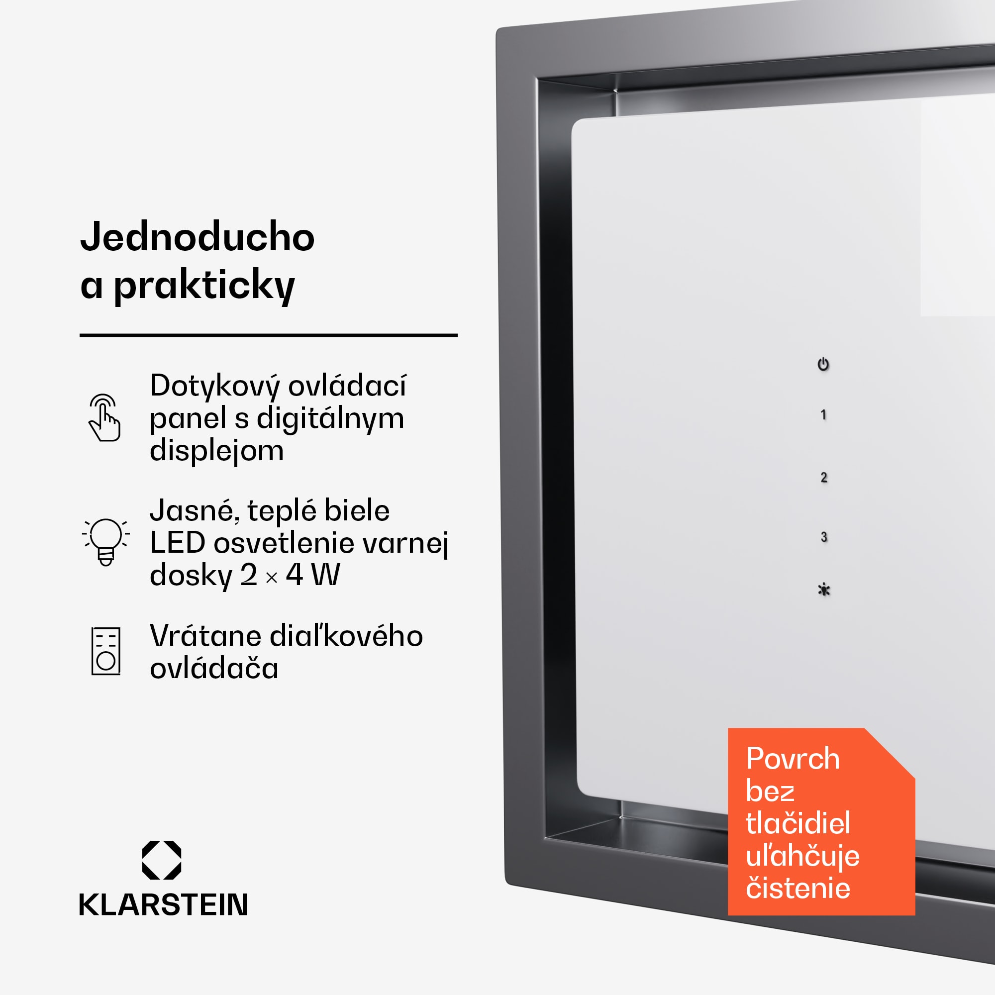 Klarstein High Line Eco 90, Stropný digestor, 90 cm, 436 m³/h, stupne, diaľkové ovládanie, ambientné osvetlenie – Obrázok 4