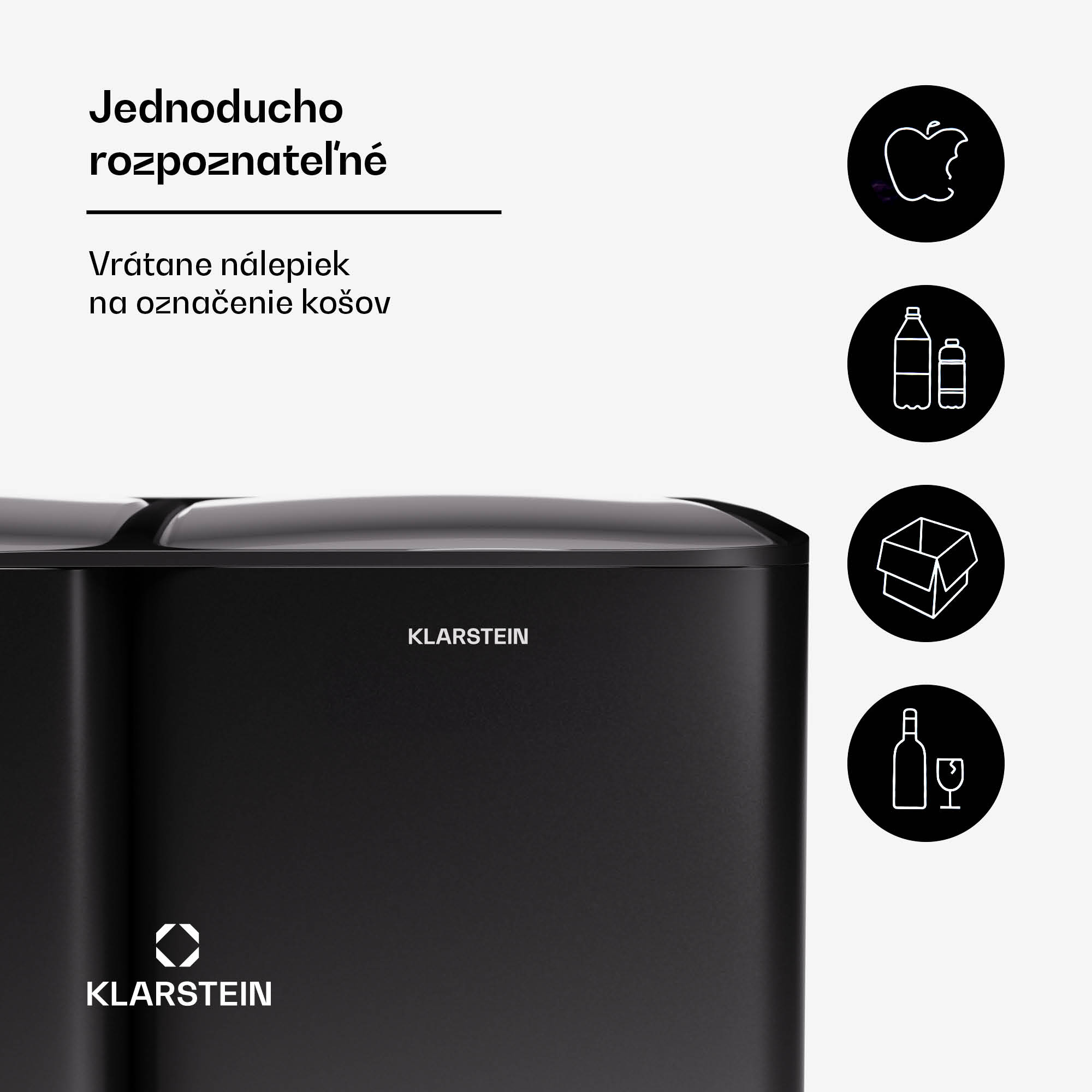 Klarstein Tiyo 3 v 1, kôš na odpadky, 60 litrov, vyberateľný kôš, s mäkkým zatváraním – Obrázok 3