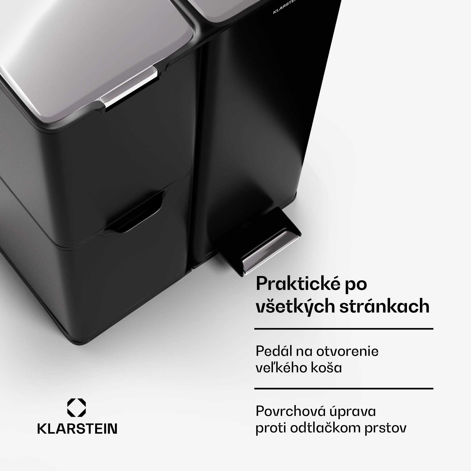 Klarstein Tiyo 3 v 1, kôš na odpadky, 60 litrov, vyberateľný kôš, s mäkkým zatváraním – Obrázok 4