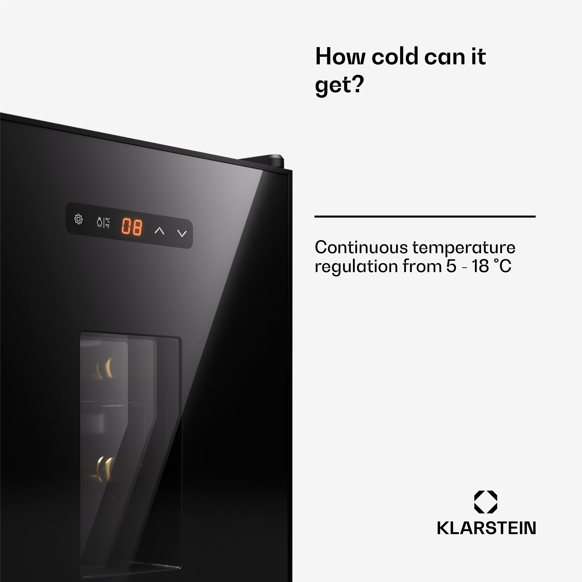 Klarstein Silent Vino 16 Uno, Chladnička na víno, 1 zóna / 16 fliaš – Obrázok 3