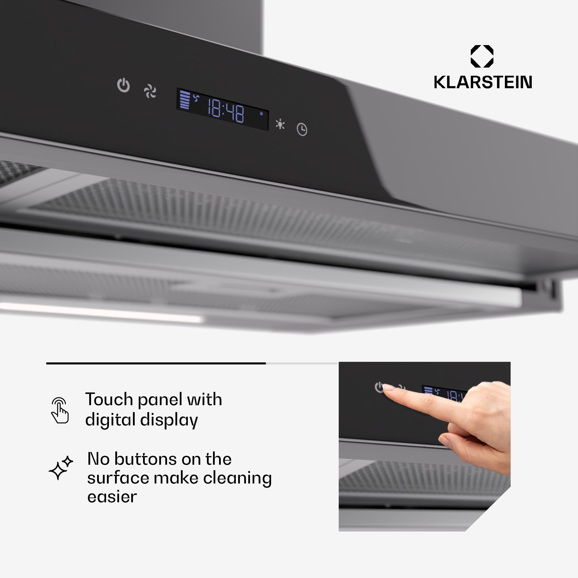 Klarstein Mariana Neo 90, plochý digestor, 90 cm, 640 m³/h, odsávanie vzduchu, LED – Obrázok 5