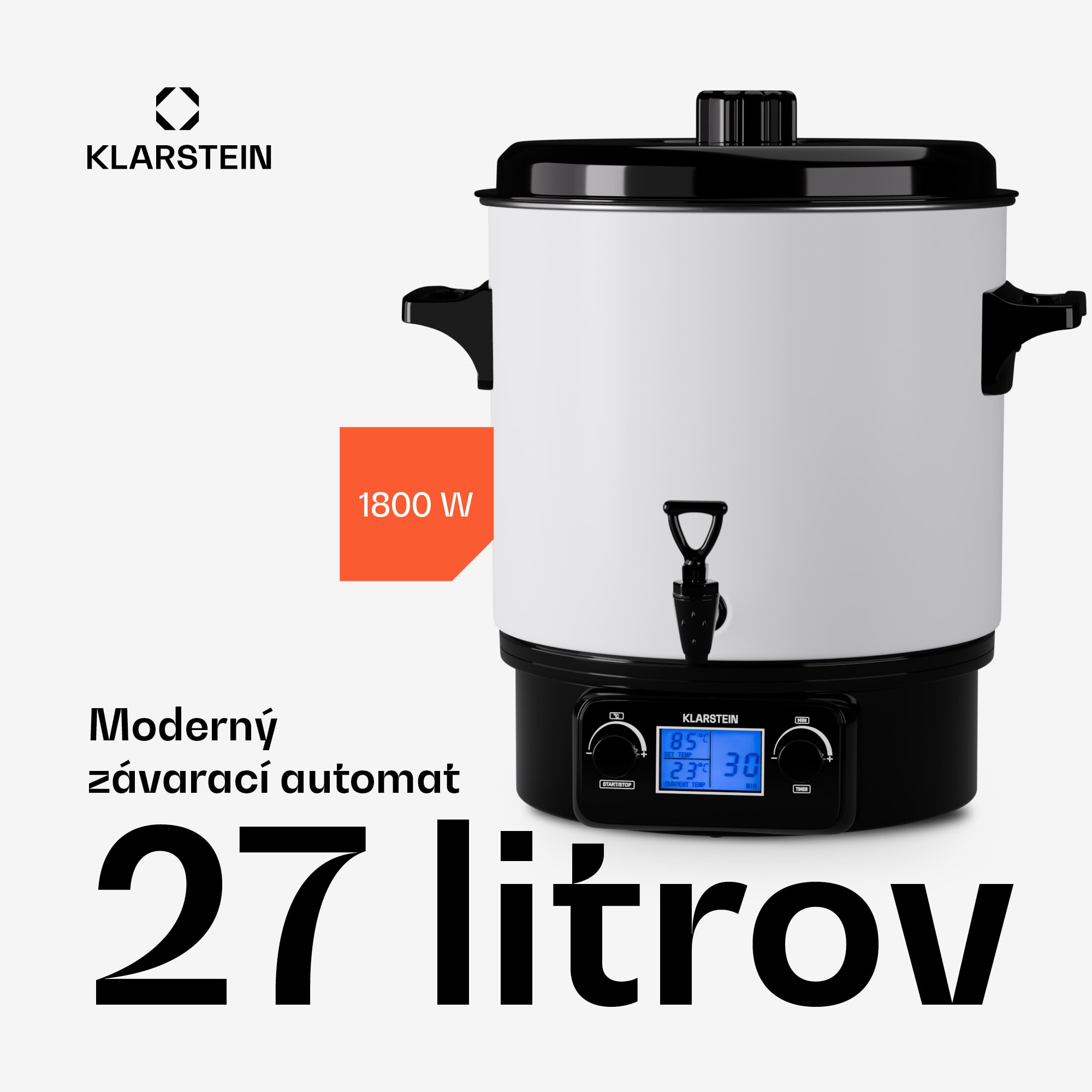Klarstein Biggie Digital, závarací hrniec, 27 l, 1800 W, nehrdzavejúca oceľ – Obrázok 3