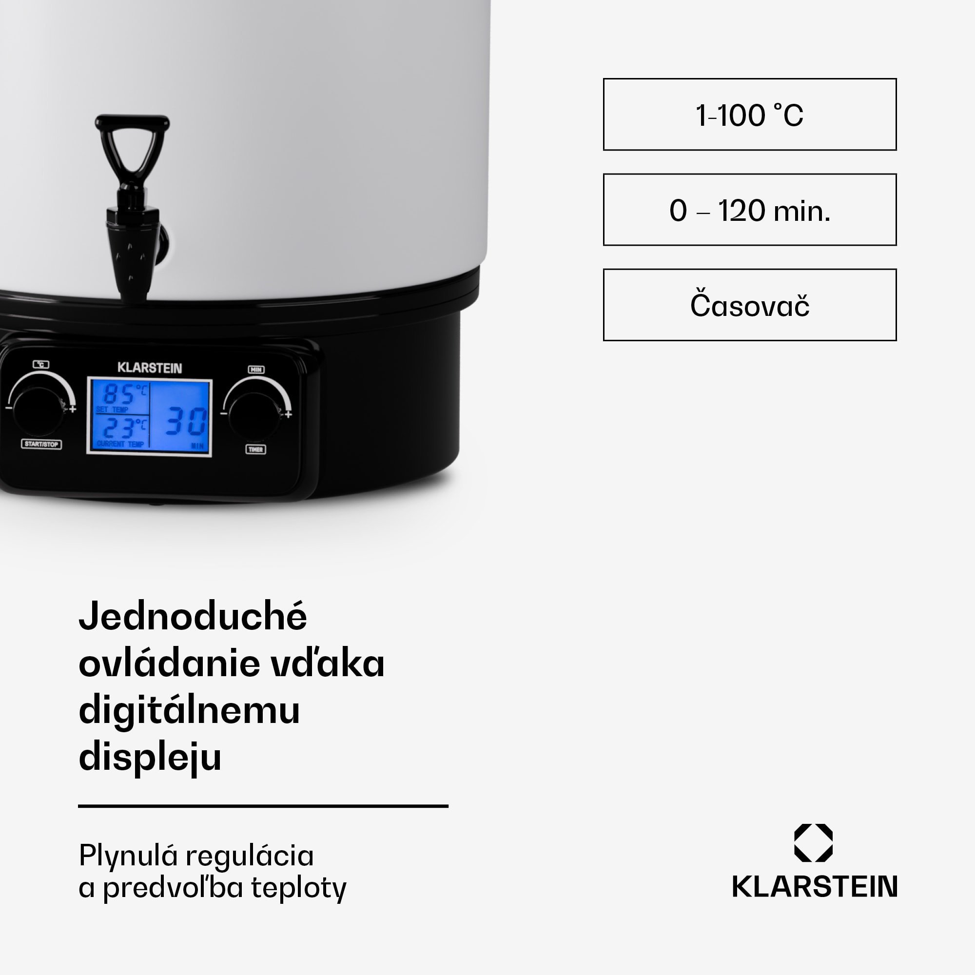 Klarstein Biggie Digital, závarací hrniec, 27 l, 1800 W, nehrdzavejúca oceľ – Obrázok 4