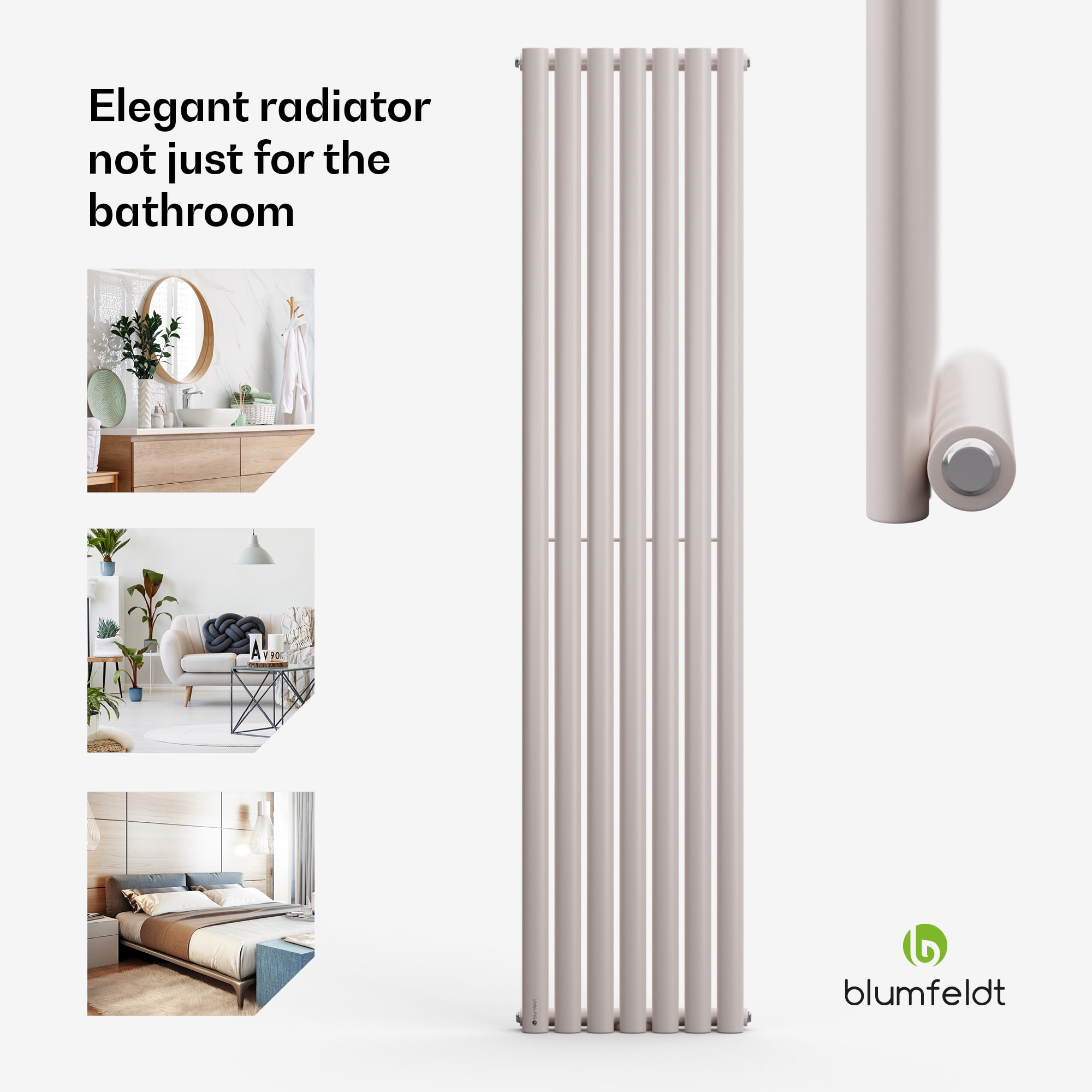 Blumfeldt Tallheo, 41 x 180, radiátor, kúpeľňový radiátor, rúrkový radiátor, 691 W, teplovodný, 1/2 – Obrázok 2