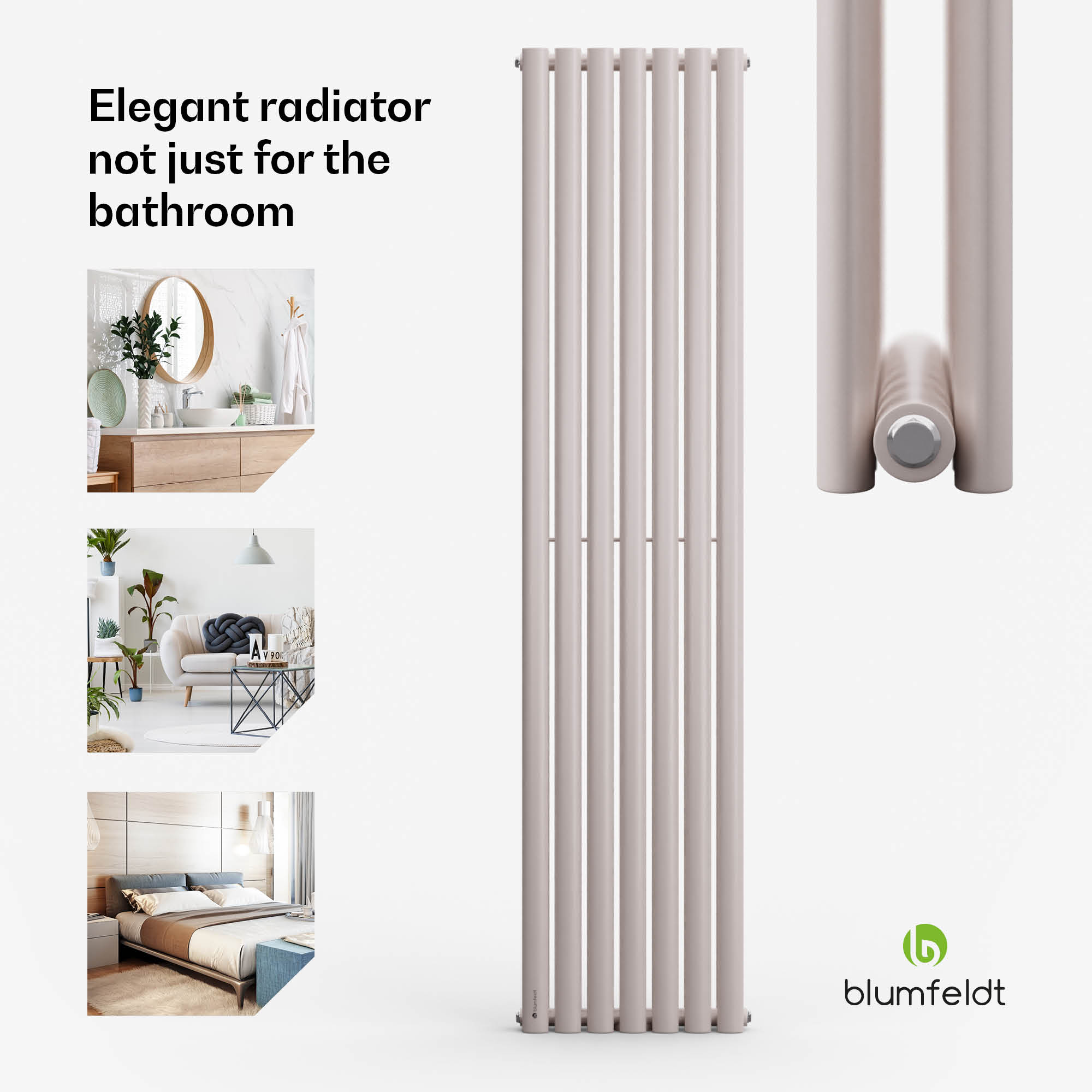 Blumfeldt Tallheo, 41 x 180, radiátor, kúpeľňový radiátor, rúrkový radiátor, 1435 W, teplovodný, 1/2 – Obrázok 2