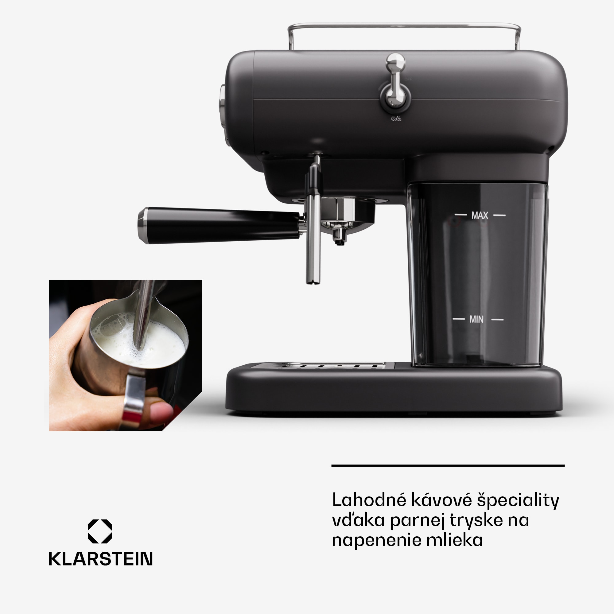 Klarstein Espressionata Evo, pákový kávovar, 950 W, 19 bar, 1,2 l, 2 šálky – Obrázok 4