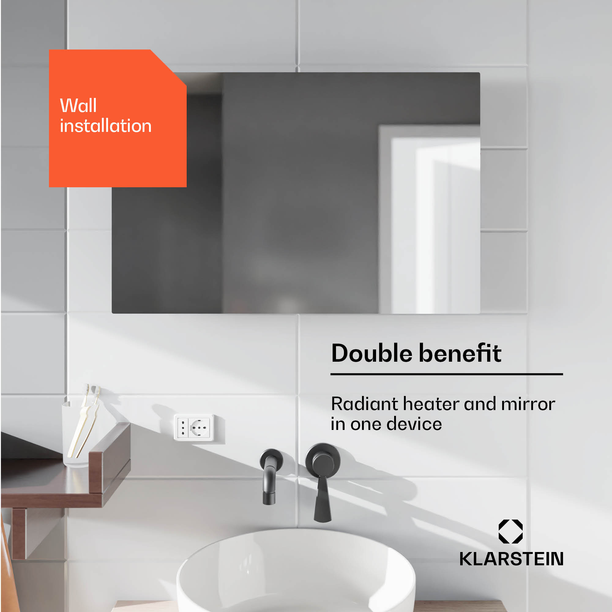 Klarstein Marvel Mirror 600, infračervený ohrievač, 600 W, týždenný časovač, zrkadlo – Obrázok 5