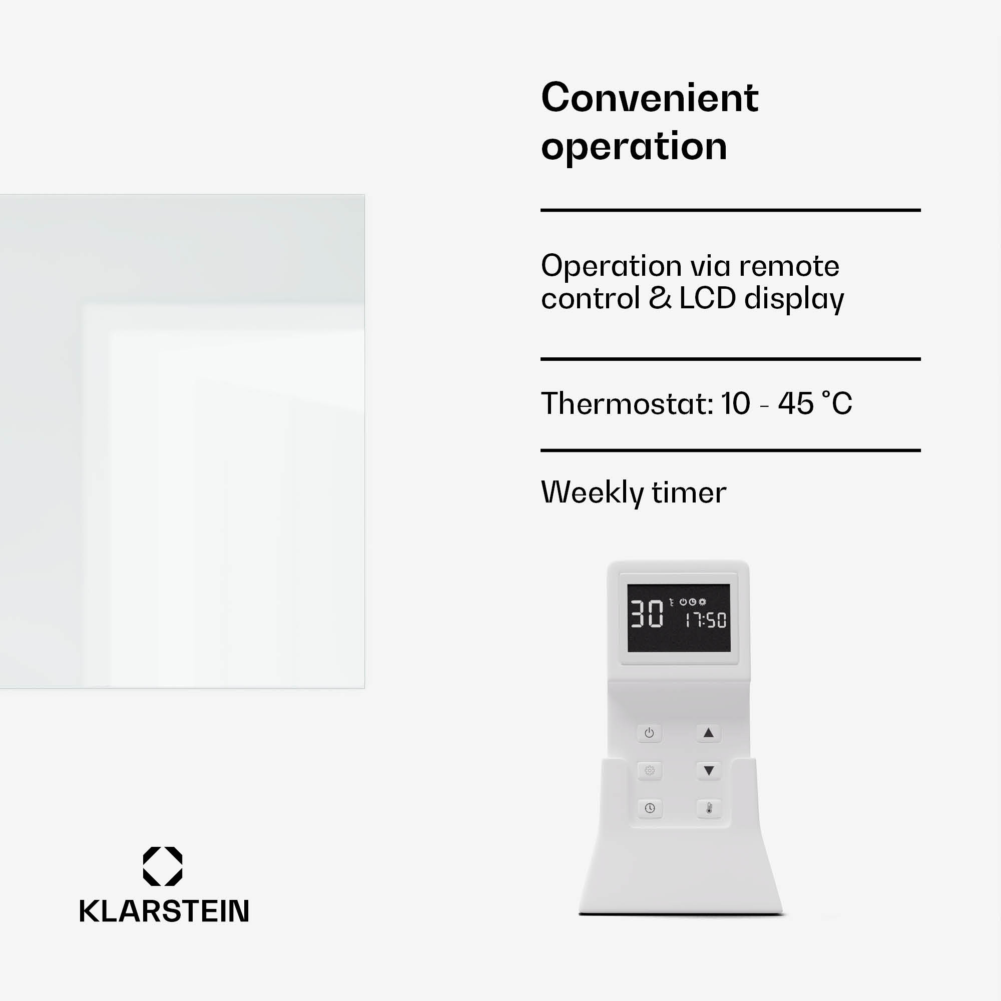 Klarstein Marvel Mirror 720, infračervený ohrievač, 720 W, týždenný časovač, zrkadlo – Obrázok 4