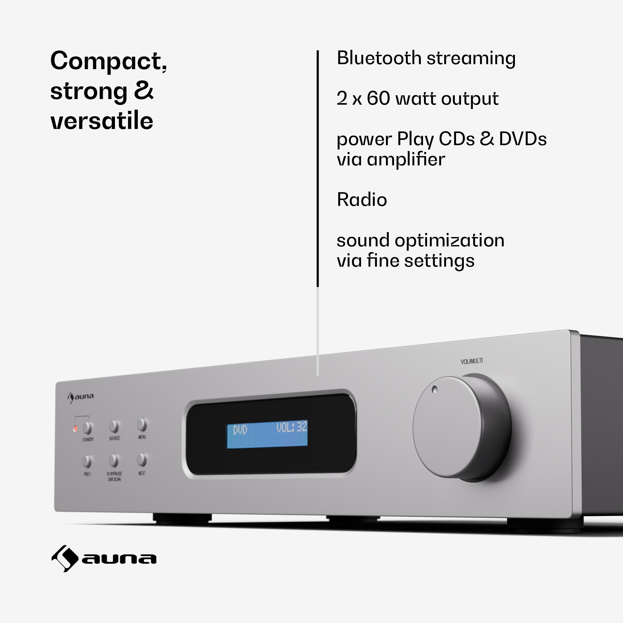 Auna Art22, Zosilňovač DAB+ BT HiFi, zosilňovač DAB+/FM rádio – Obrázok 2