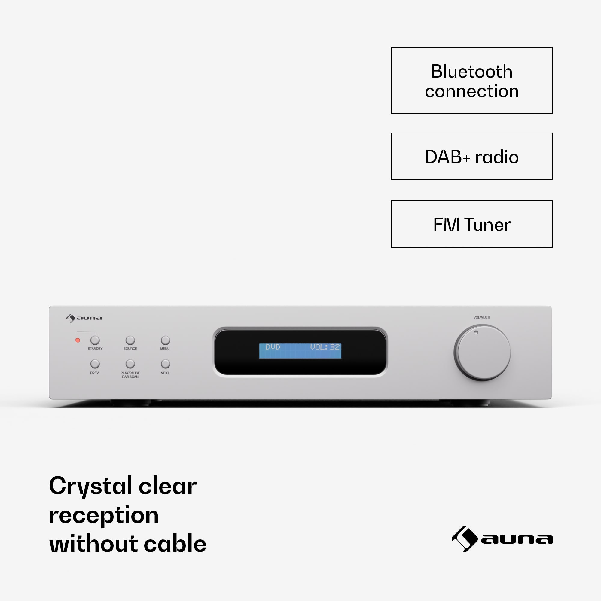 Auna Art22, Zosilňovač DAB+ BT HiFi, zosilňovač DAB+/FM rádio – Obrázok 3
