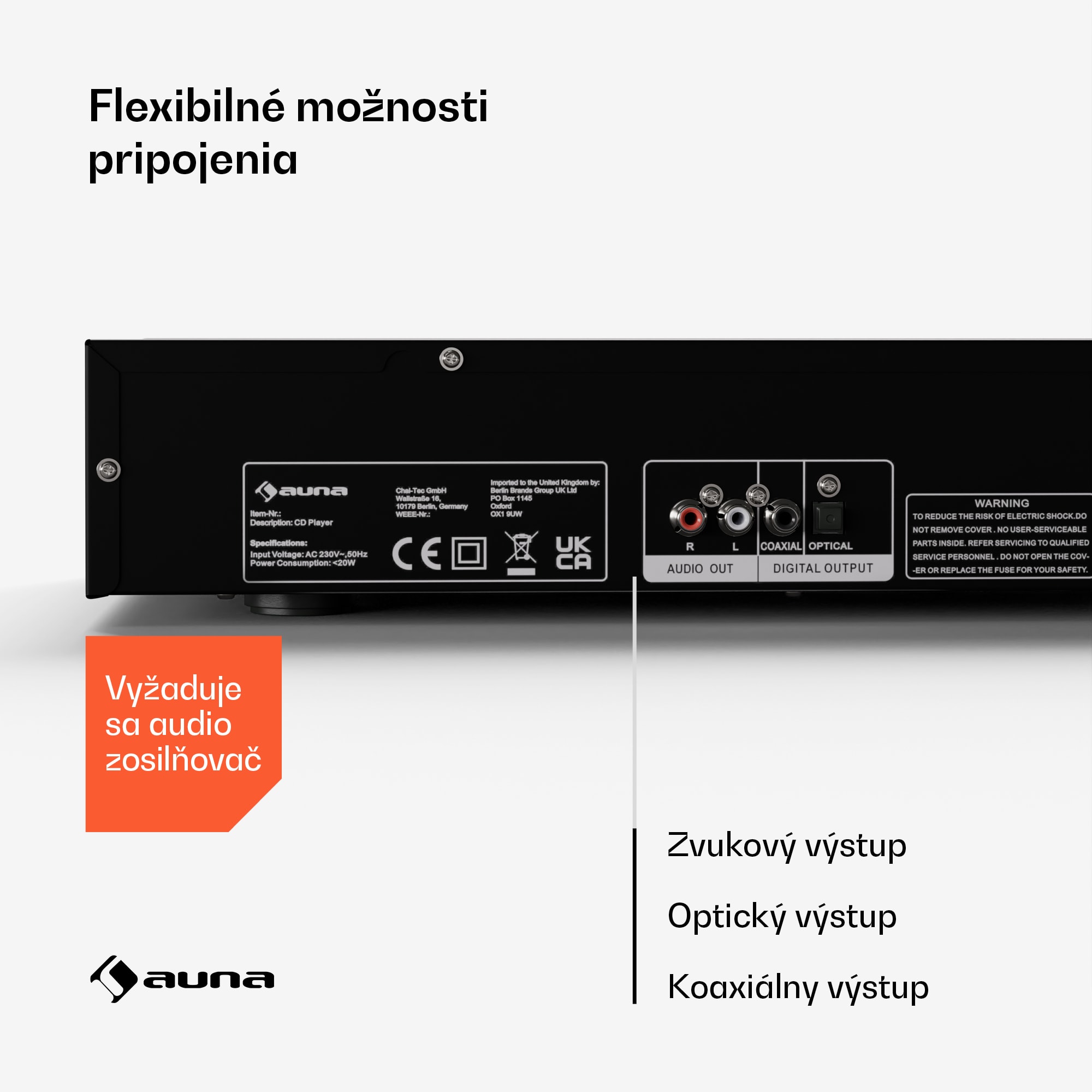 Auna Art22 CD/MP3 prehrávač, HiFi prehrávač, CD, CD-R/RW, CD-MP3, Displej, Diaľkové ovládanie – Obrázok 5