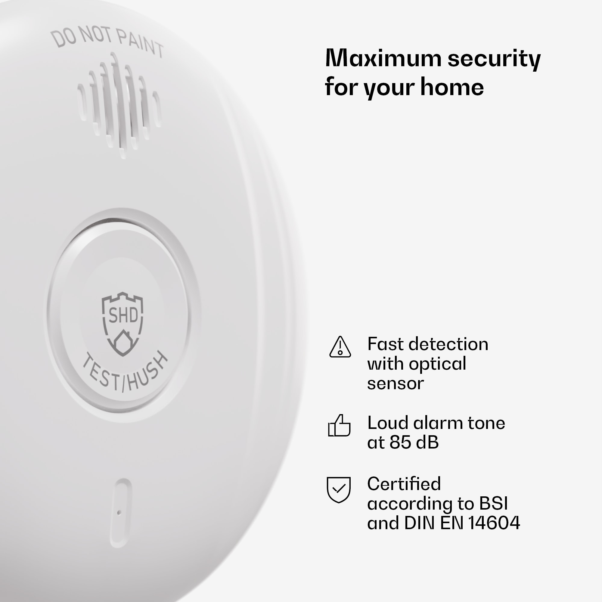 SHD by oneConcept, detektor dymu DOF Pro10, plastový, varovný signál: 85 dB, životnosť batérie 10 rokov – Obrázok 2