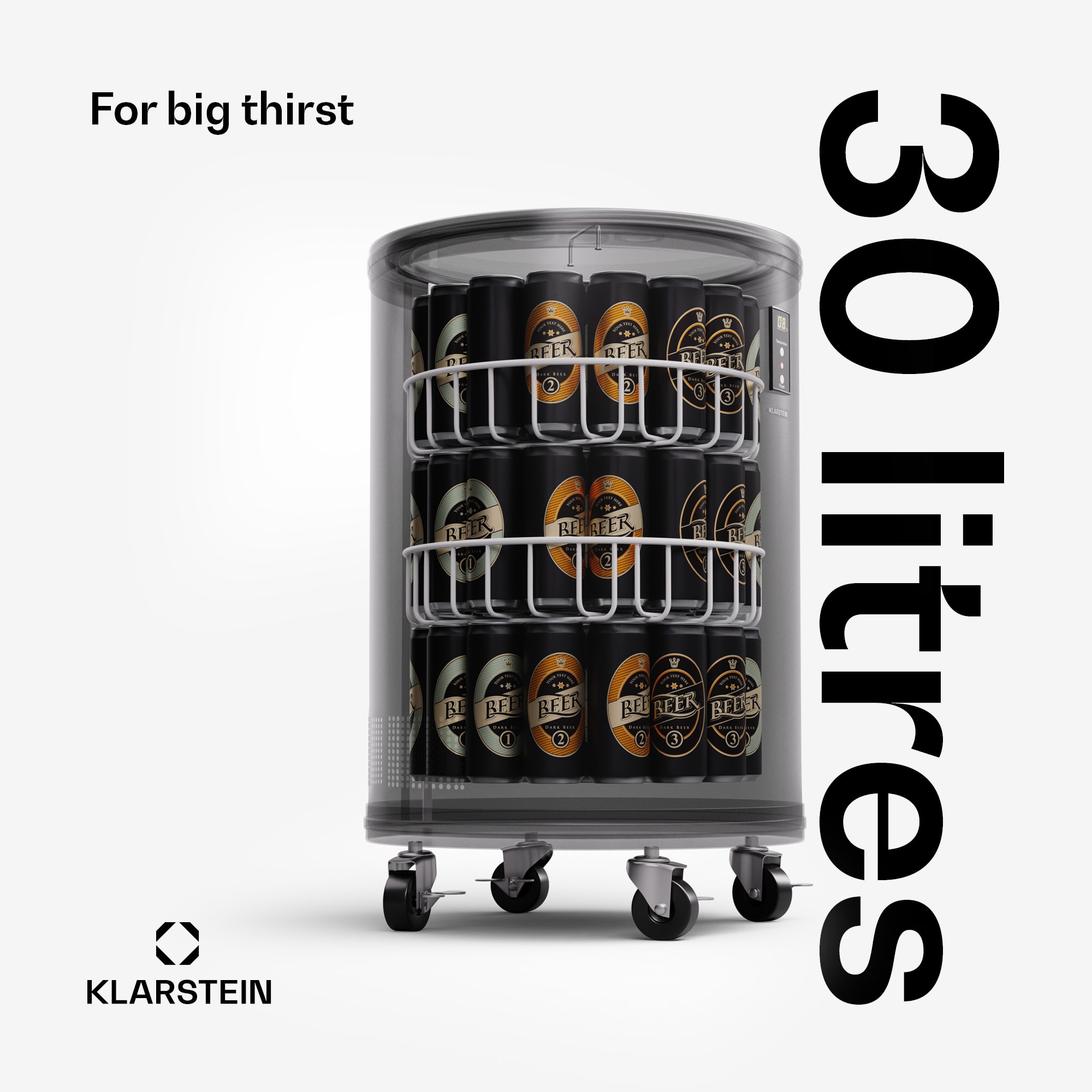 Klarstein Mr. Barbot 30, chladnička na nápoje, barová chladnička, 30 litrov, 0-16 °C, mobilná – Obrázok 2