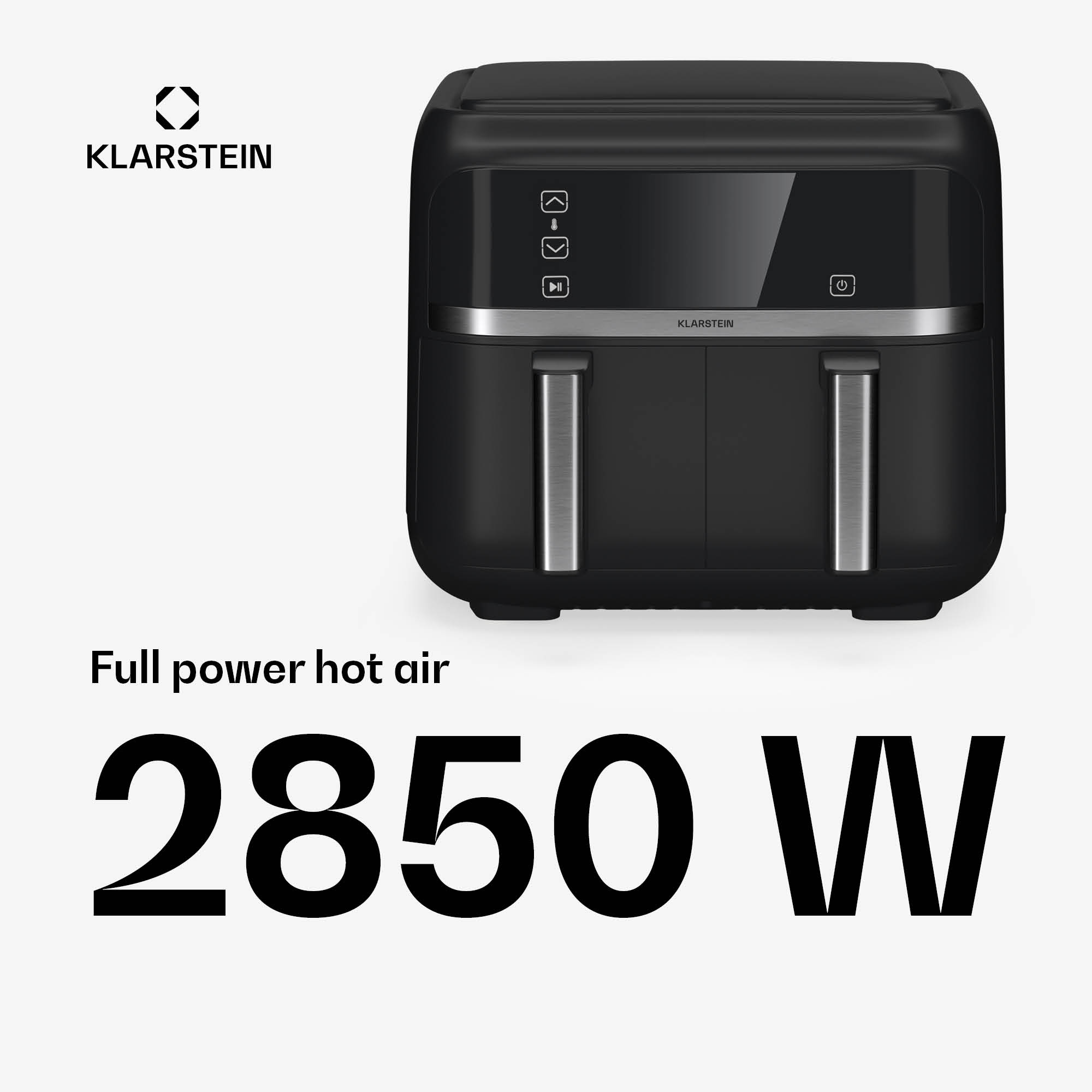 Klarstein VitaFry Duo, teplovzdušná fritéza, 2850 W, 7,6 l, 2 varné zóny, 6 programov – Obrázok 3