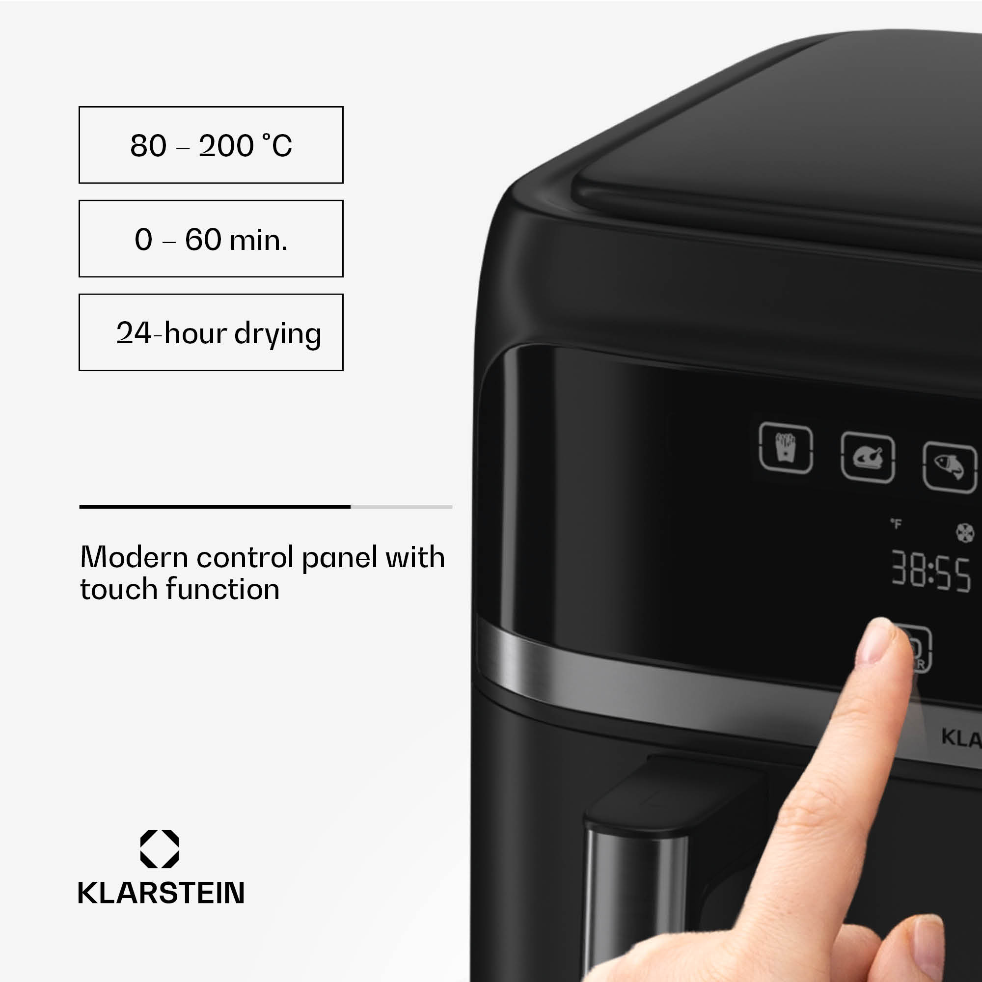 Klarstein VitaFry Duo, teplovzdušná fritéza, 2850 W, 7,6 l, 2 varné zóny, 6 programov – Obrázok 5