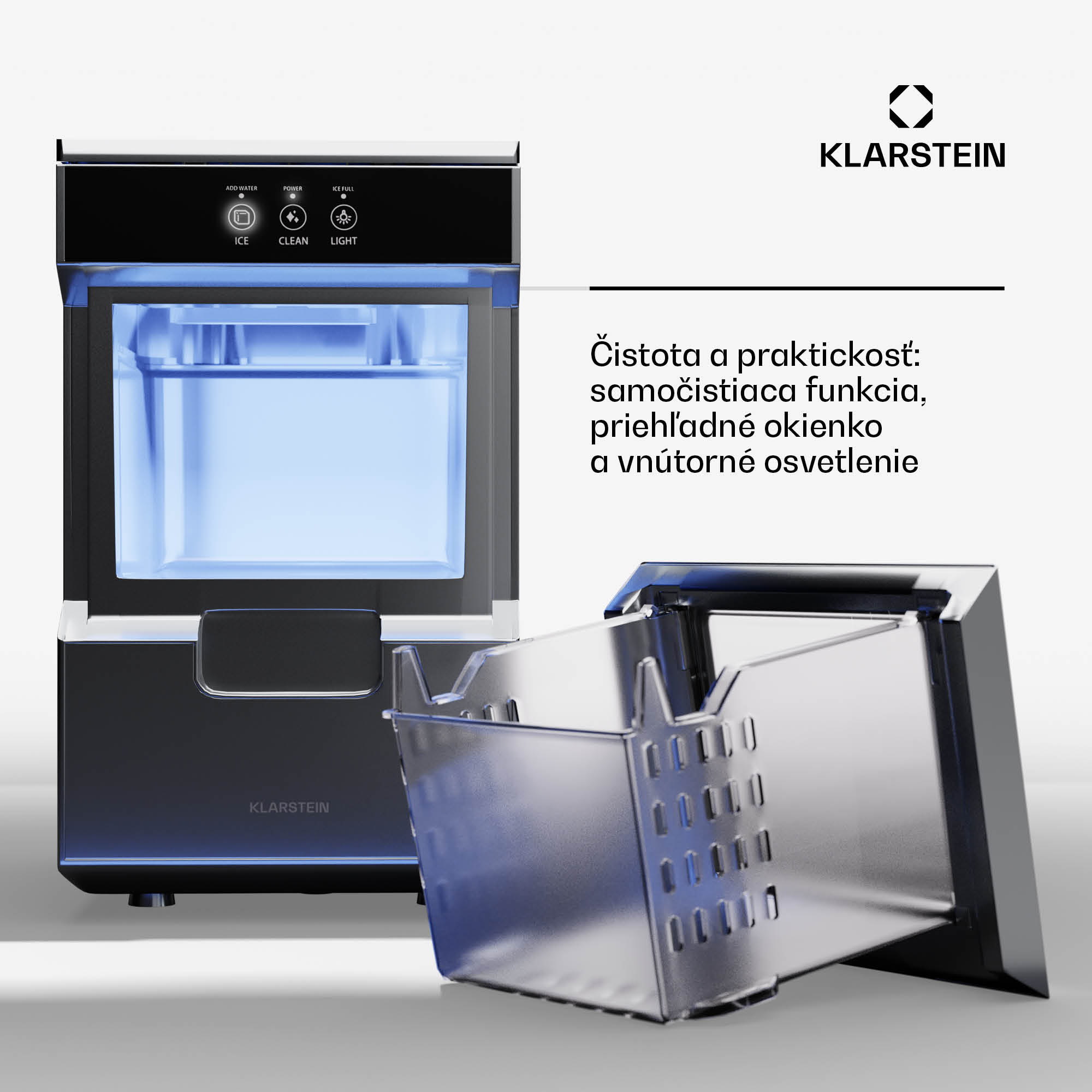 Klarstein Ice Galet, výrobník ľadových nugetiek, 20 kg/24 h, Auto-Clean, 2,2-litrová nádrž na vodu – Obrázok 5