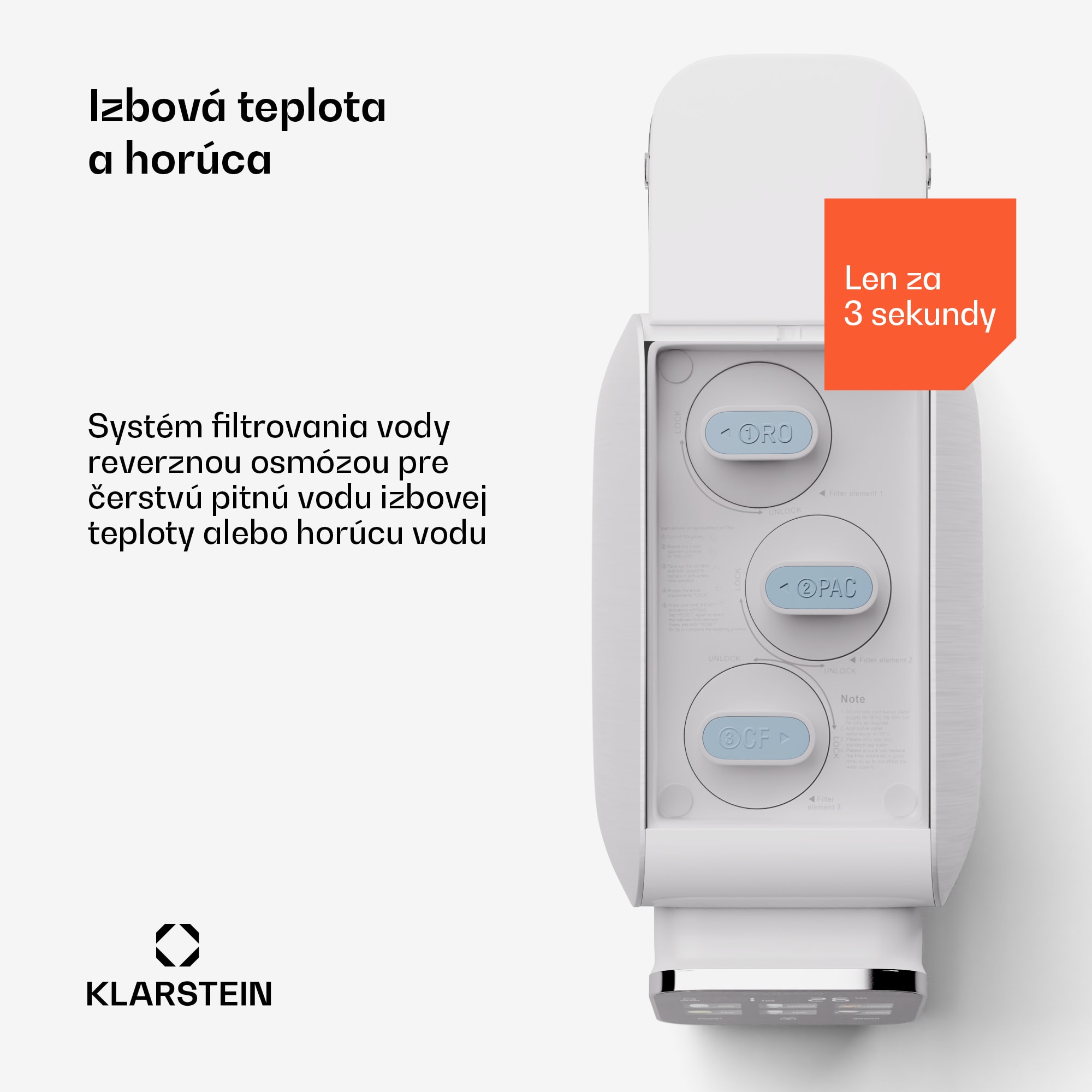 Klarstein AquaLine 3L, čistička vody, 5-stupňová filtrácia, objem 3 l, 6 teplôt vody, biela – Obrázok 2