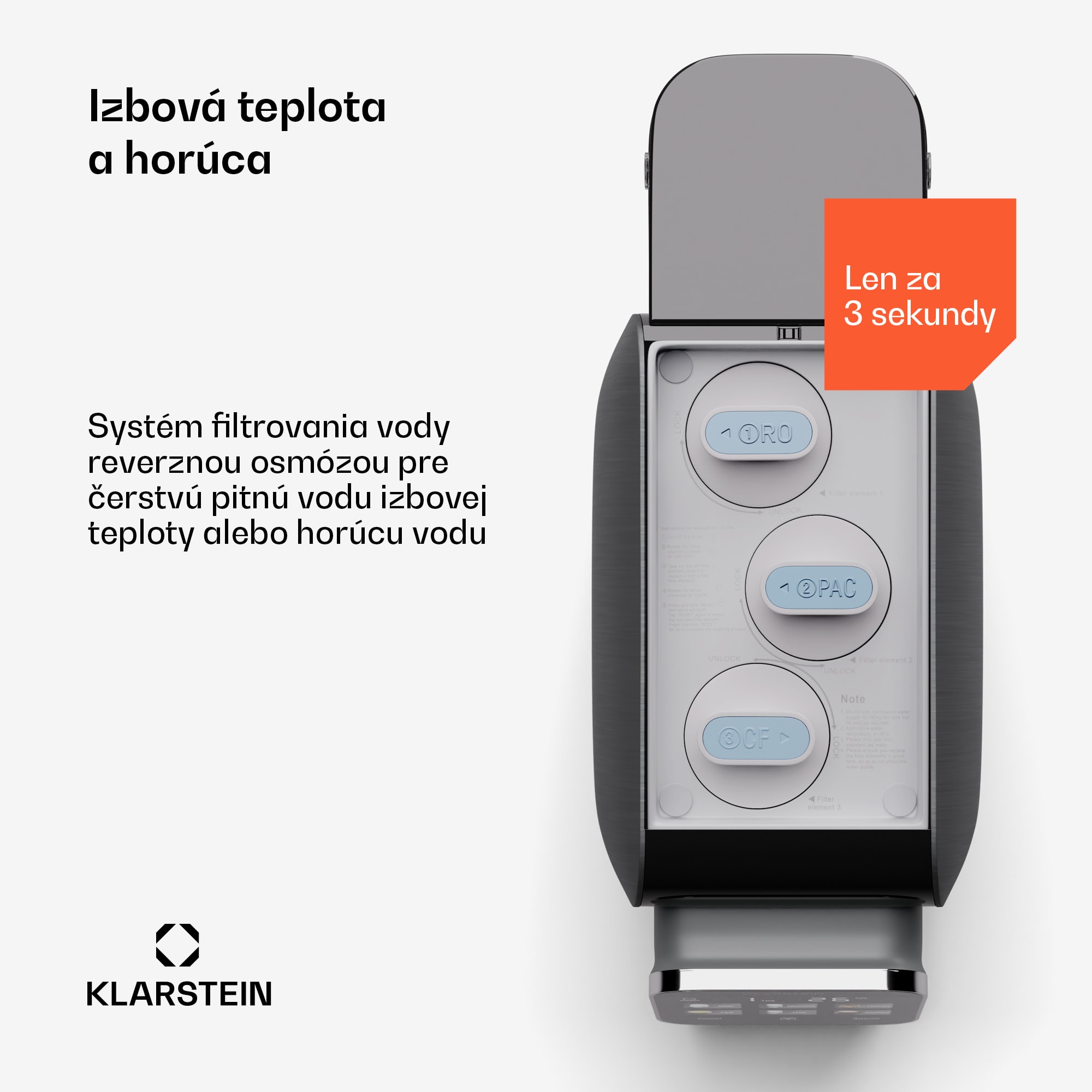 Klarstein AquaLine 3L, čistička vody, 5-stupňová filtrácia, objem 3 l, 6 teplôt vody, čierna – Obrázok 2