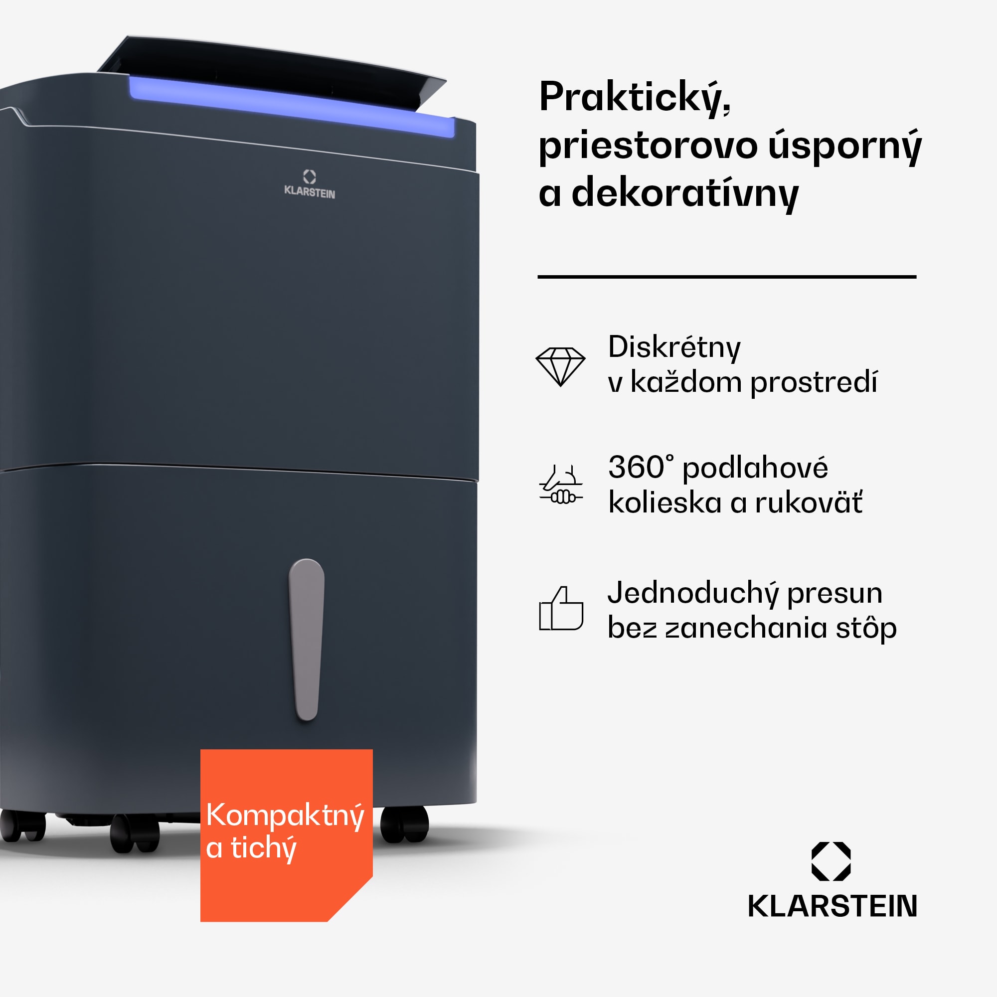 Klarstein DryFy Pro Connect Smart, Odvlhčovač vzduchu, WiFi, Kompresný, 30l/d, 50-60m² – Obrázok 2