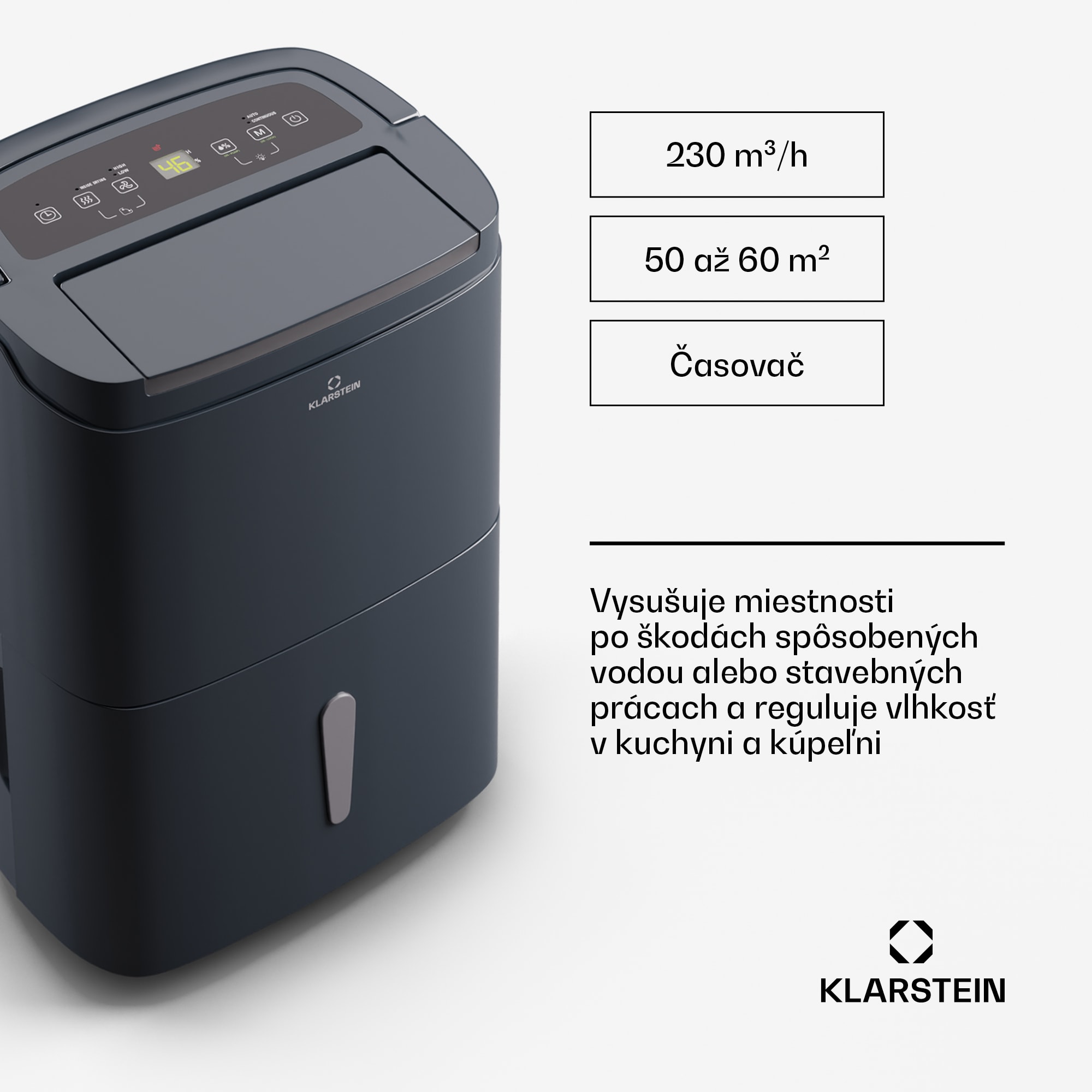Klarstein DryFy Pro Connect Smart, Odvlhčovač vzduchu, WiFi, Kompresný, 30l/d, 50-60m² – Obrázok 4