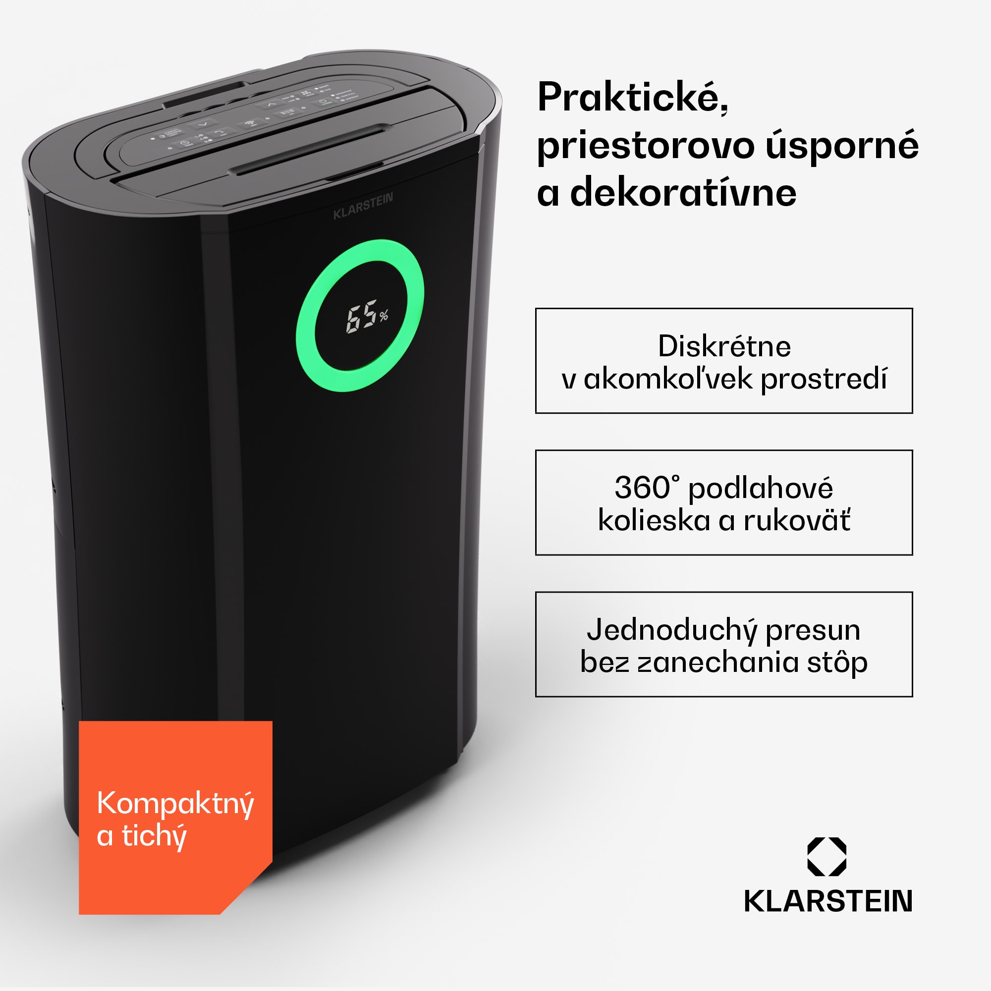 Klarstein DryFy Pro Connect 20 Smart, odvlhčovač, WiFi, kompresia, 20l/d, 50m² – Obrázok 2