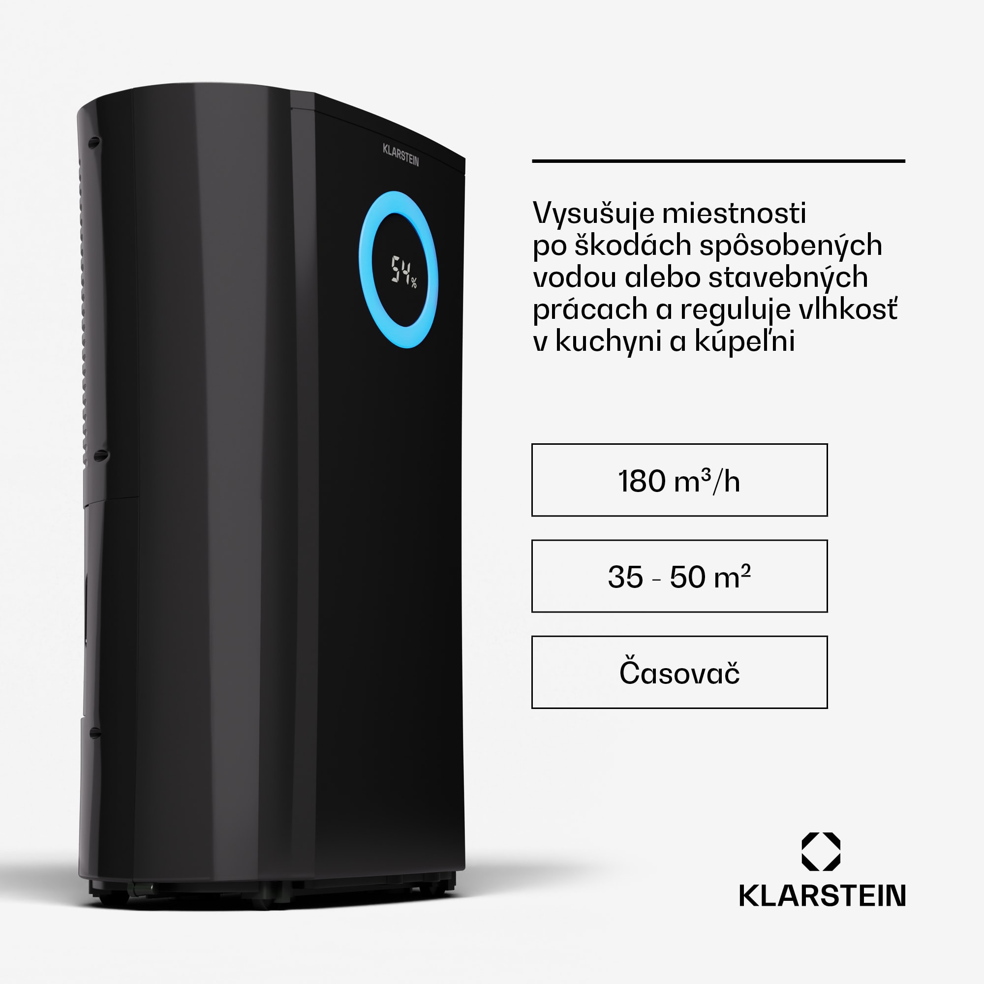Klarstein DryFy Pro Connect 20 Smart, odvlhčovač, WiFi, kompresia, 20l/d, 50m² – Obrázok 4