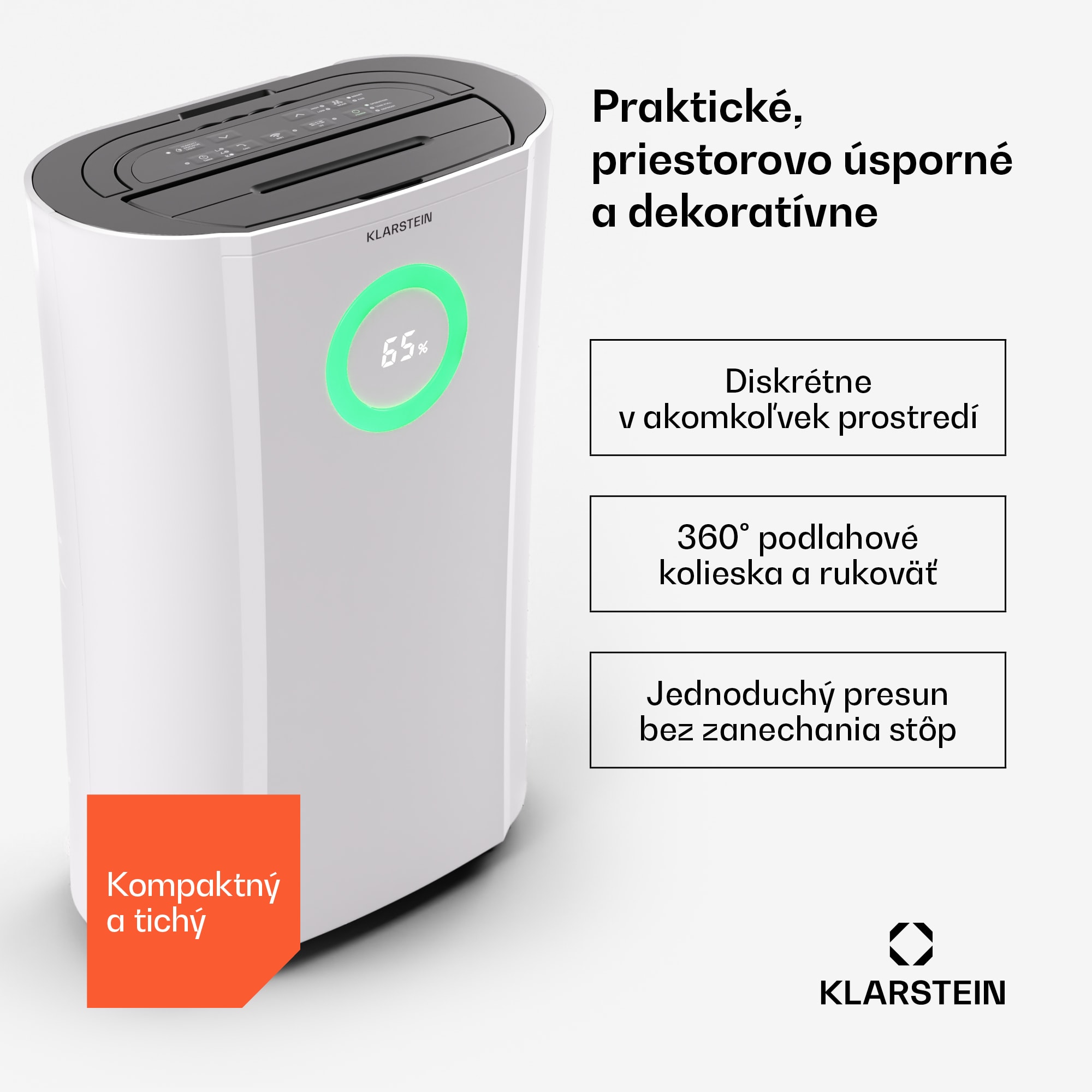 Klarstein DryFy Pro Connect 20 Smart, odvlhčovač, WiFi, kompresia, 20l/d, 35-50m² – Obrázok 2