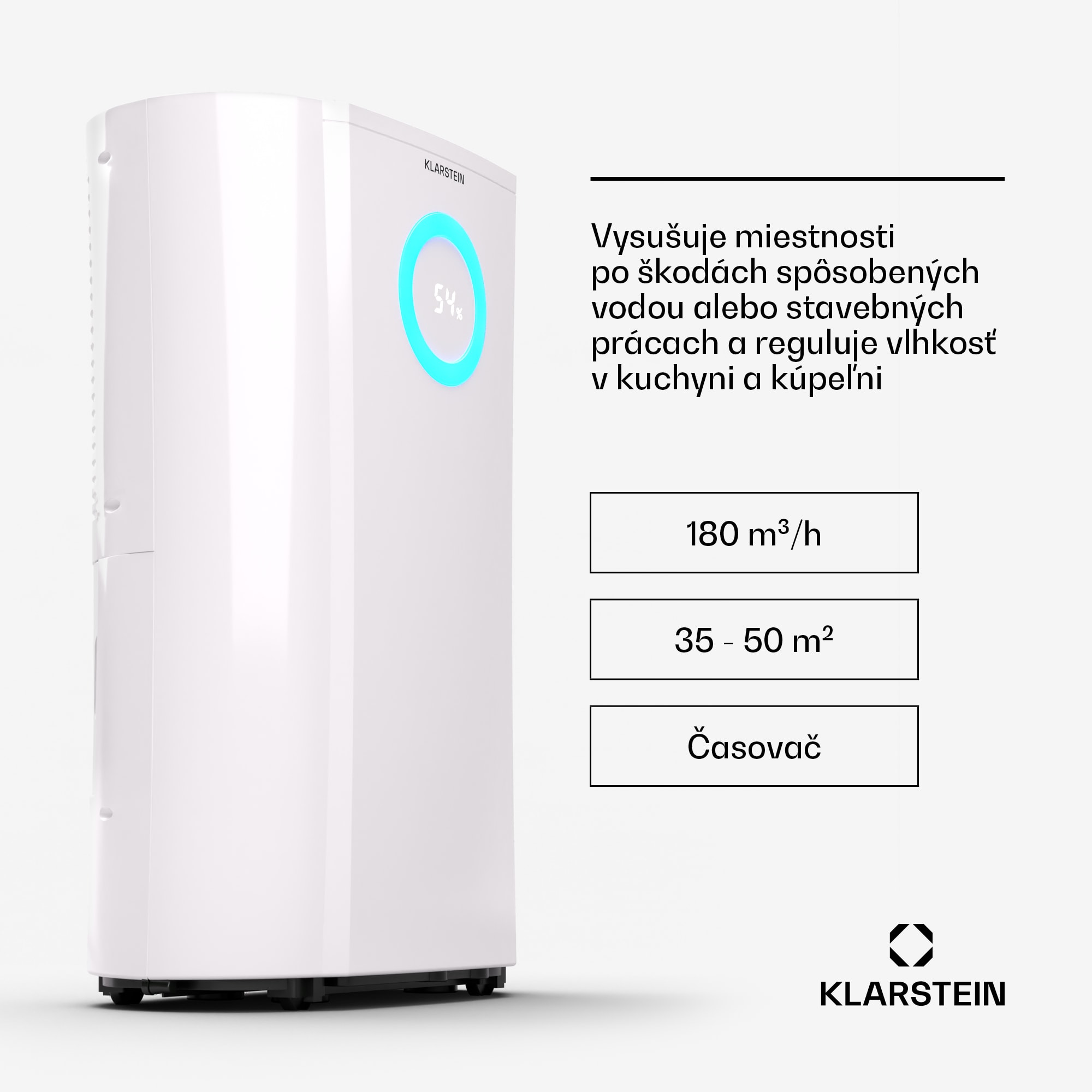 Klarstein DryFy Pro Connect 20 Smart, odvlhčovač, WiFi, kompresia, 20l/d, 35-50m² – Obrázok 4