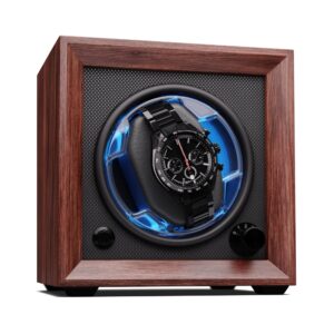 Klarstein Brienz 1, naťahovač hodiniek, 1 hodinky, 4 režimy, drevený vzhľad, modré vnútorné osvetlenie